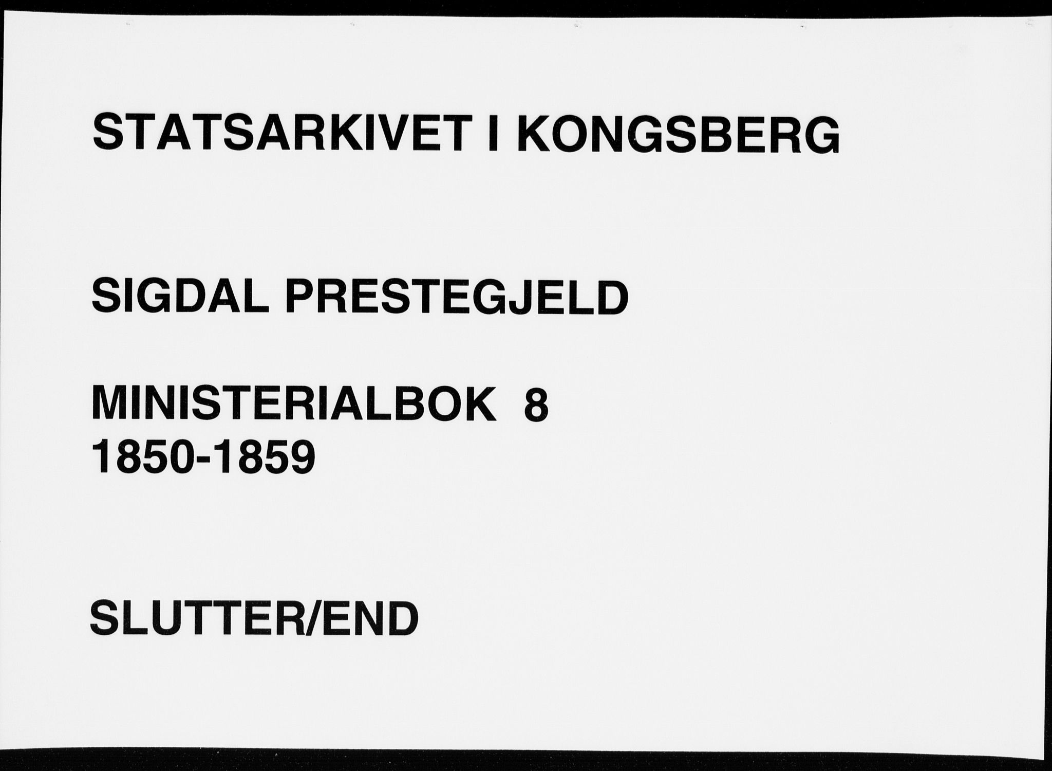 Sigdal kirkebøker, AV/SAKO-A-245/F/Fa/L0008: Ministerialbok nr. I 8, 1850-1859