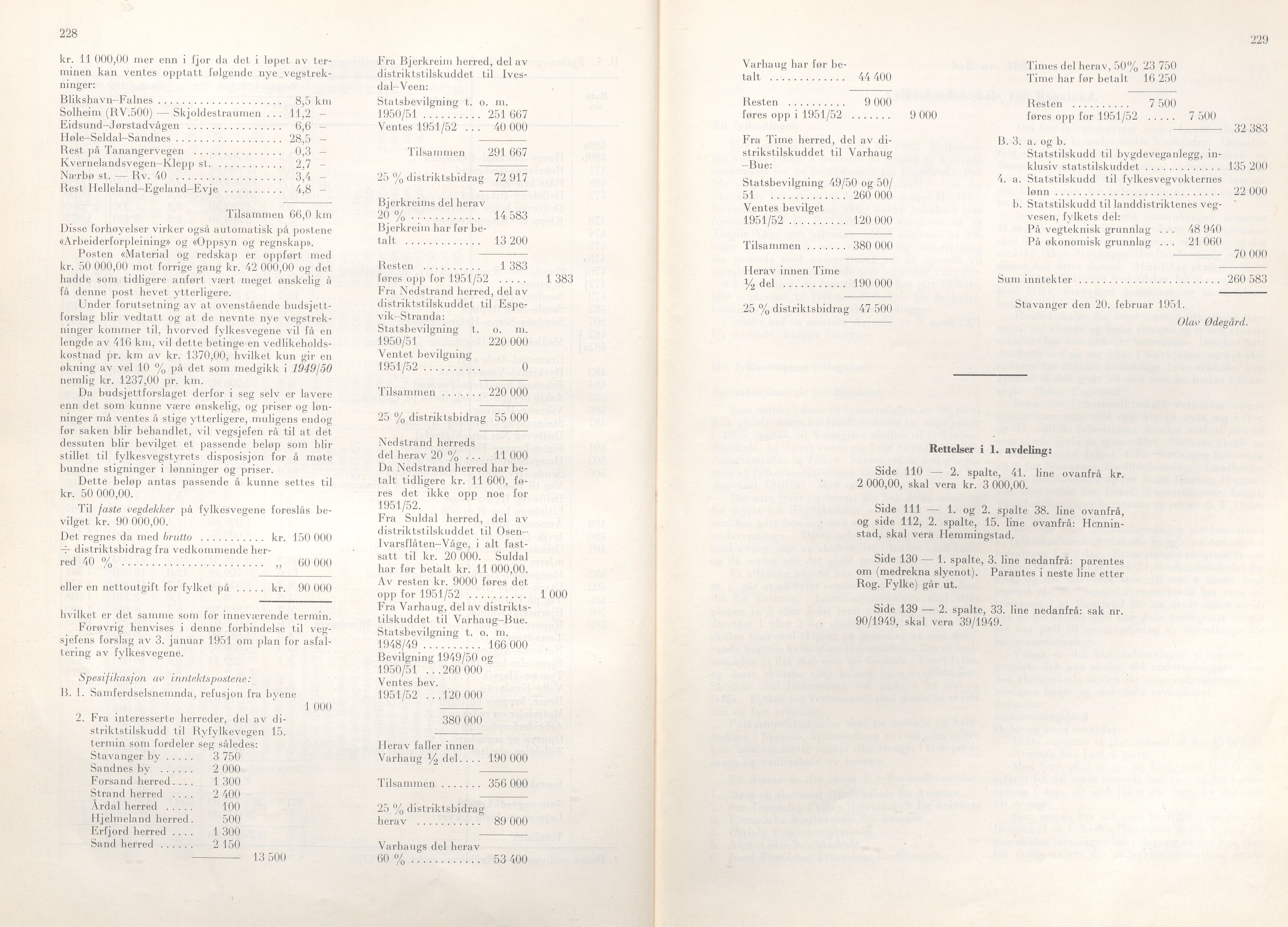 Rogaland fylkeskommune - Fylkesrådmannen , IKAR/A-900/A/Aa/Aaa/L0070: Møtebok , 1951, s. 228-229