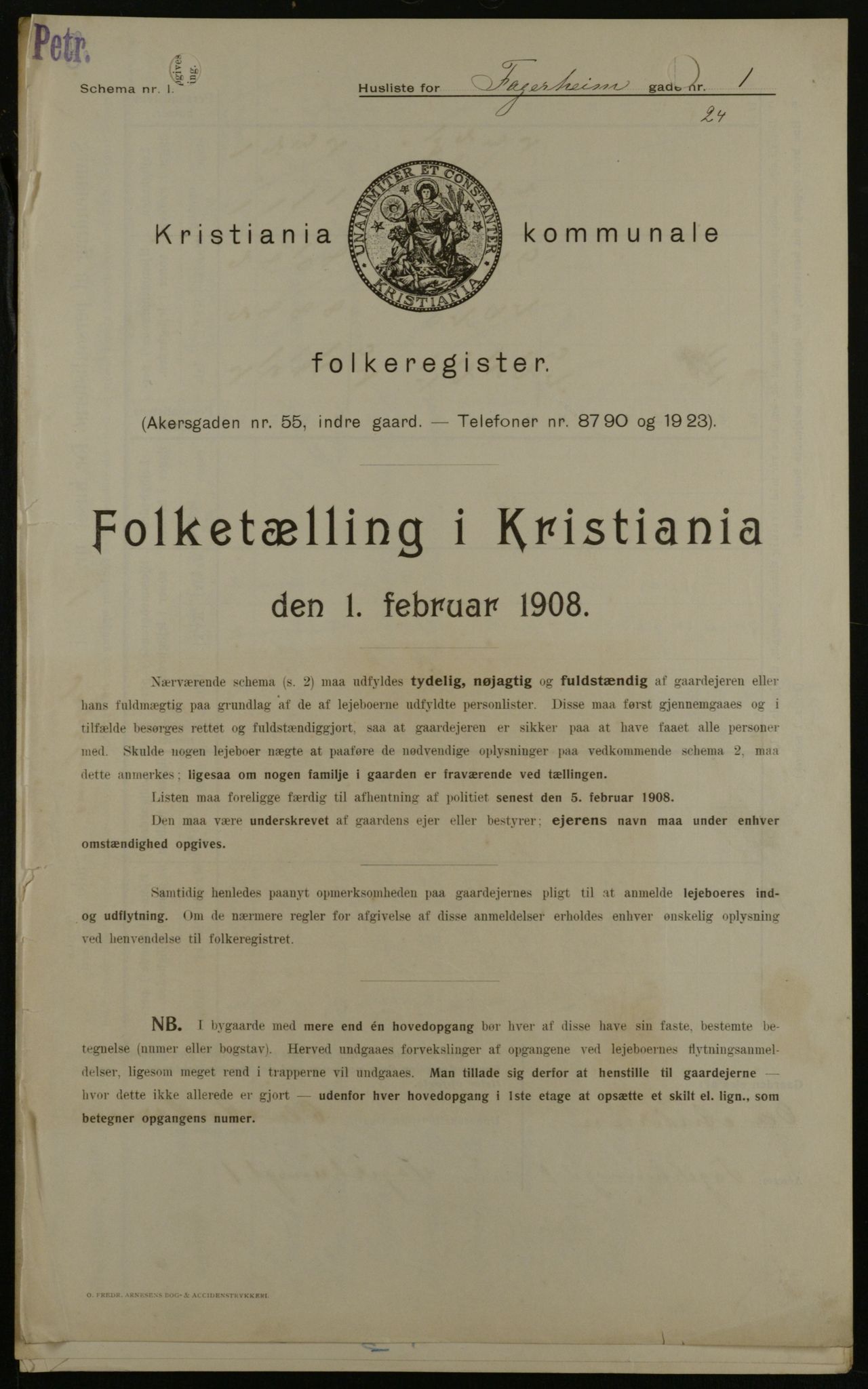 OBA, Kommunal folketelling 1.2.1908 for Kristiania kjøpstad, 1908, s. 20971