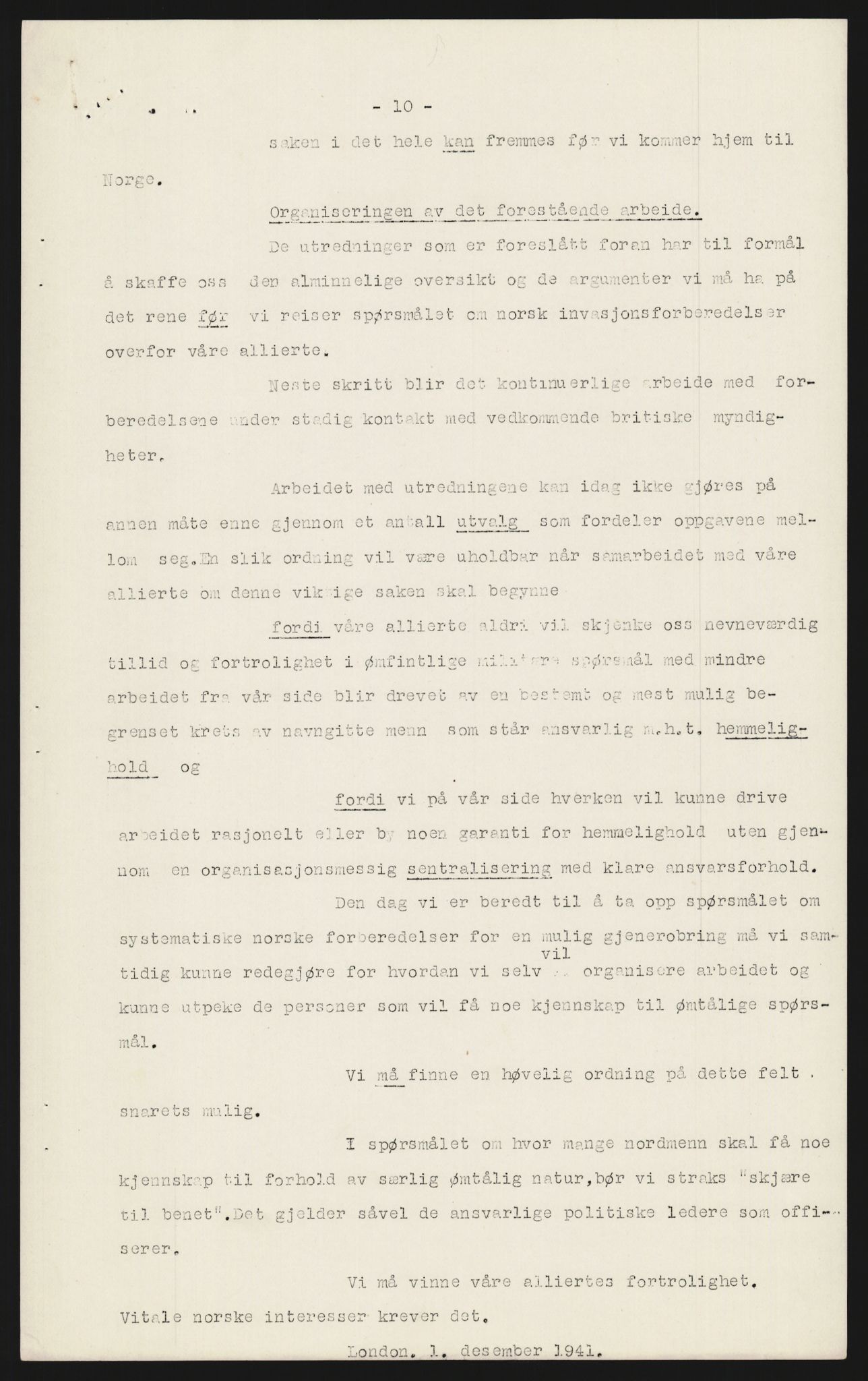 Forsvaret, Forsvarets overkommando, AV/RA-RAFA-1920/Da/L0114: Komiteer, utvalg, forhandlinger, 1942, s. 70