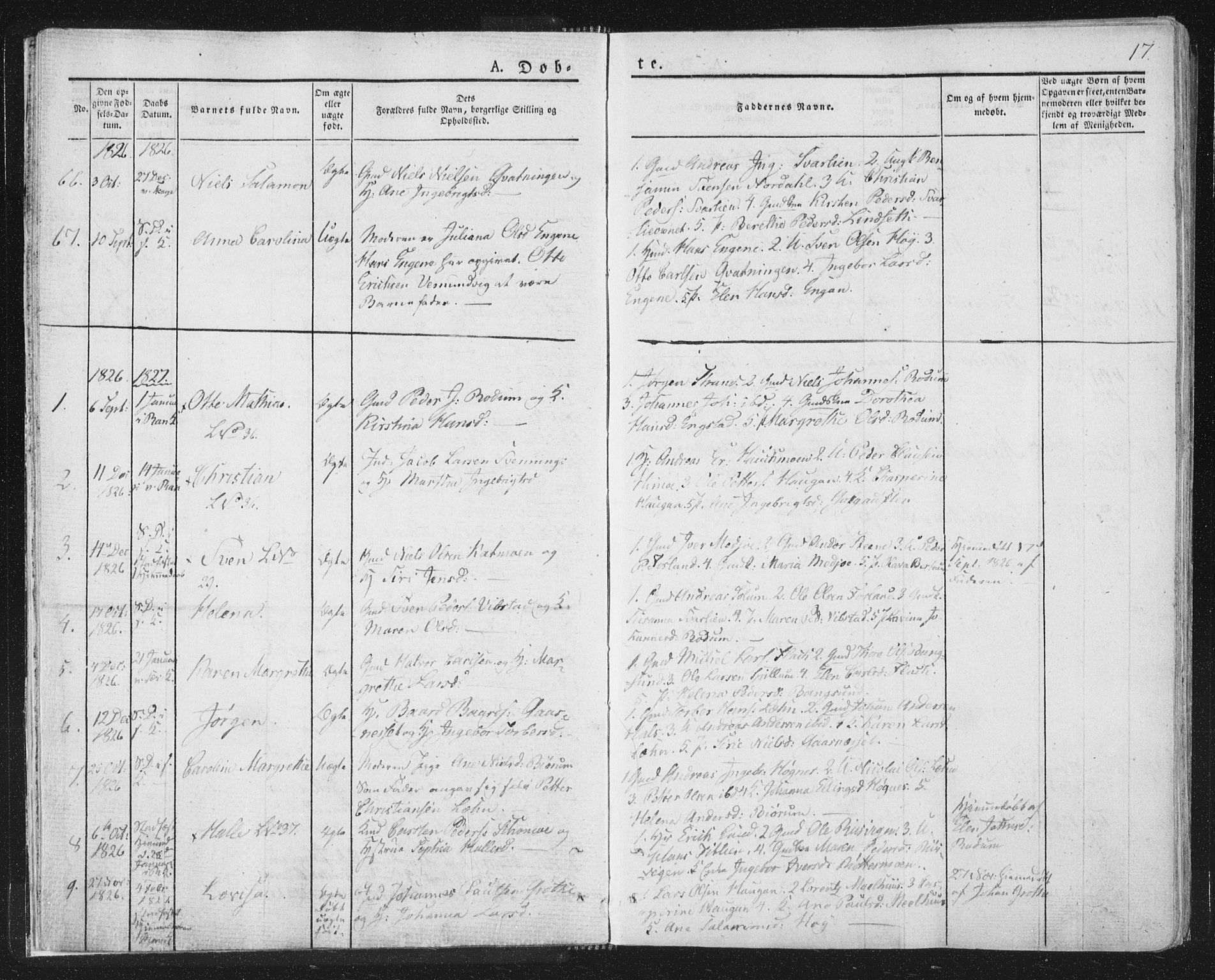 Ministerialprotokoller, klokkerbøker og fødselsregistre - Nord-Trøndelag, SAT/A-1458/764/L0551: Ministerialbok nr. 764A07a, 1824-1864, s. 17