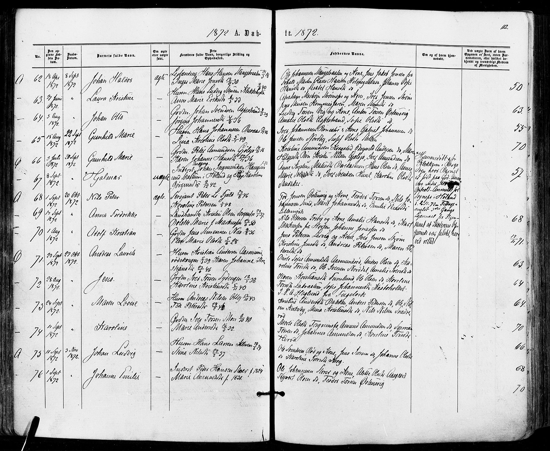 Aremark prestekontor Kirkebøker, AV/SAO-A-10899/F/Fc/L0004: Ministerialbok nr. III 4, 1866-1877, s. 111-112