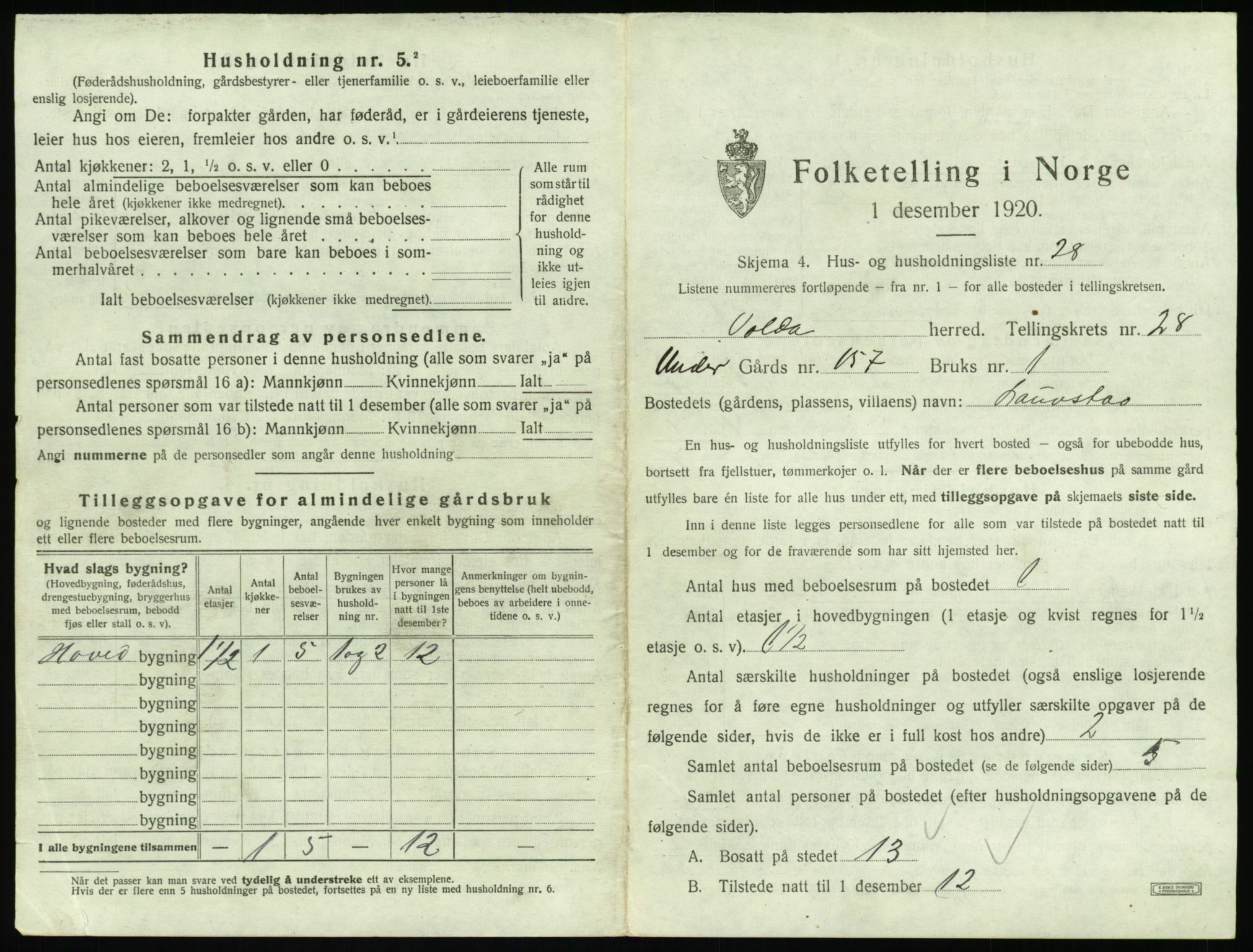 SAT, Folketelling 1920 for 1519 Volda herred, 1920, s. 1810