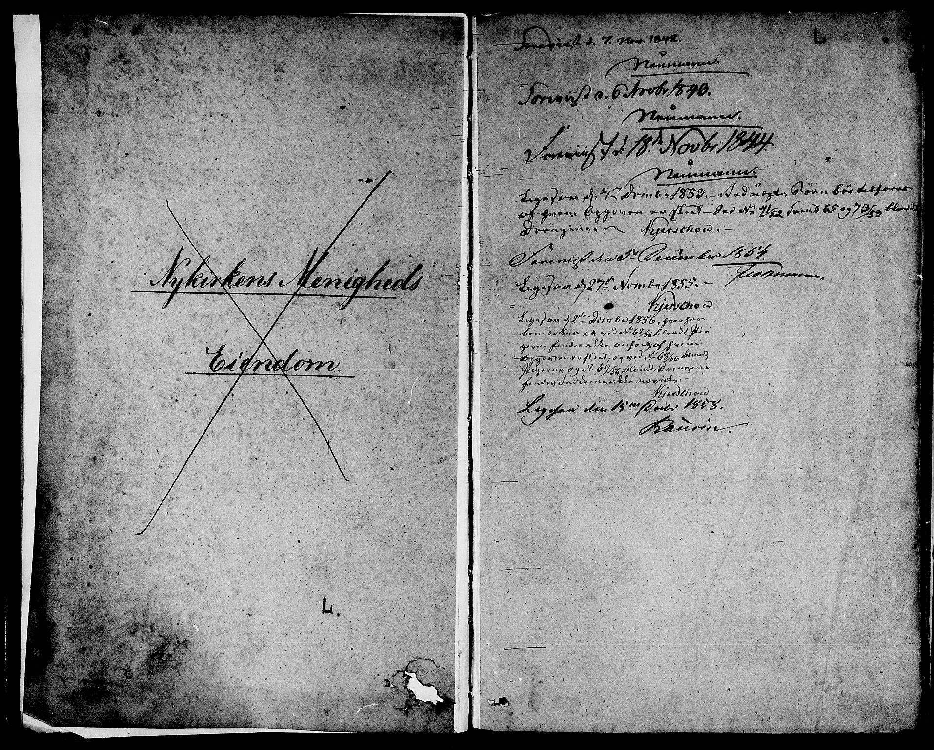 Nykirken Sokneprestembete, AV/SAB-A-77101/H/Hab: Klokkerbok nr. B 1, 1842-1858