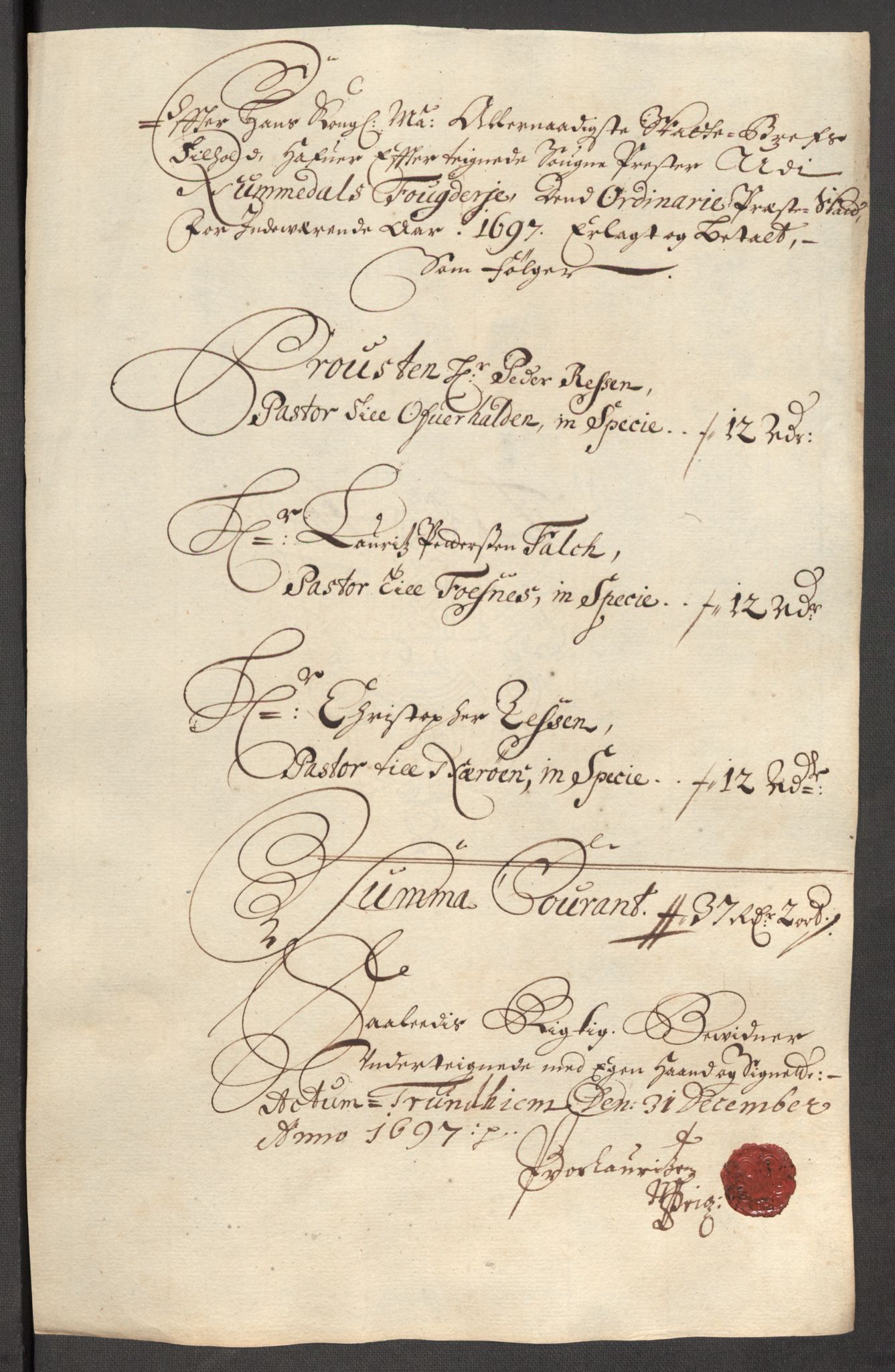 Rentekammeret inntil 1814, Reviderte regnskaper, Fogderegnskap, RA/EA-4092/R64/L4425: Fogderegnskap Namdal, 1696-1698, s. 232