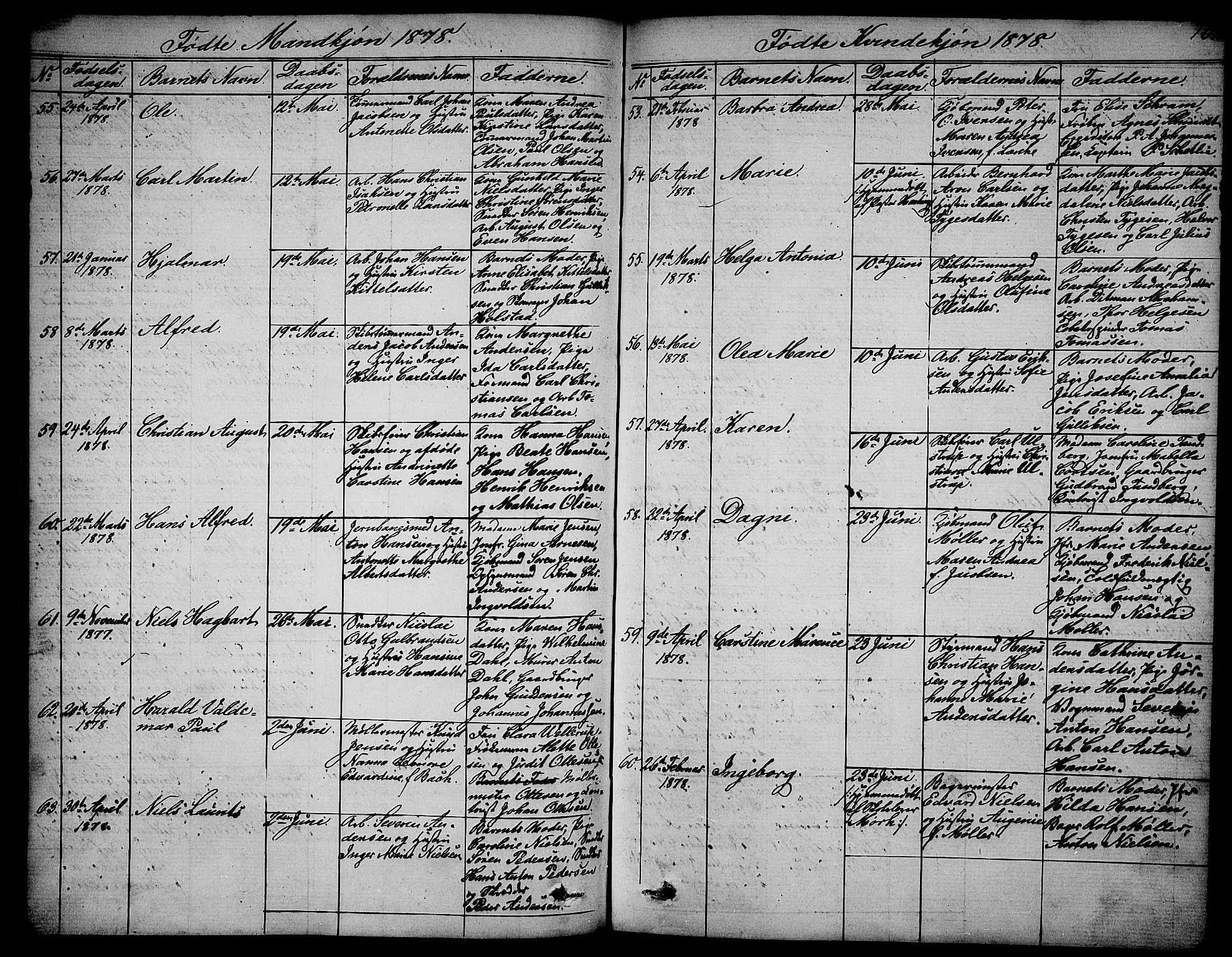Larvik kirkebøker, AV/SAKO-A-352/G/Ga/L0004: Klokkerbok nr. I 4, 1871-1888, s. 101