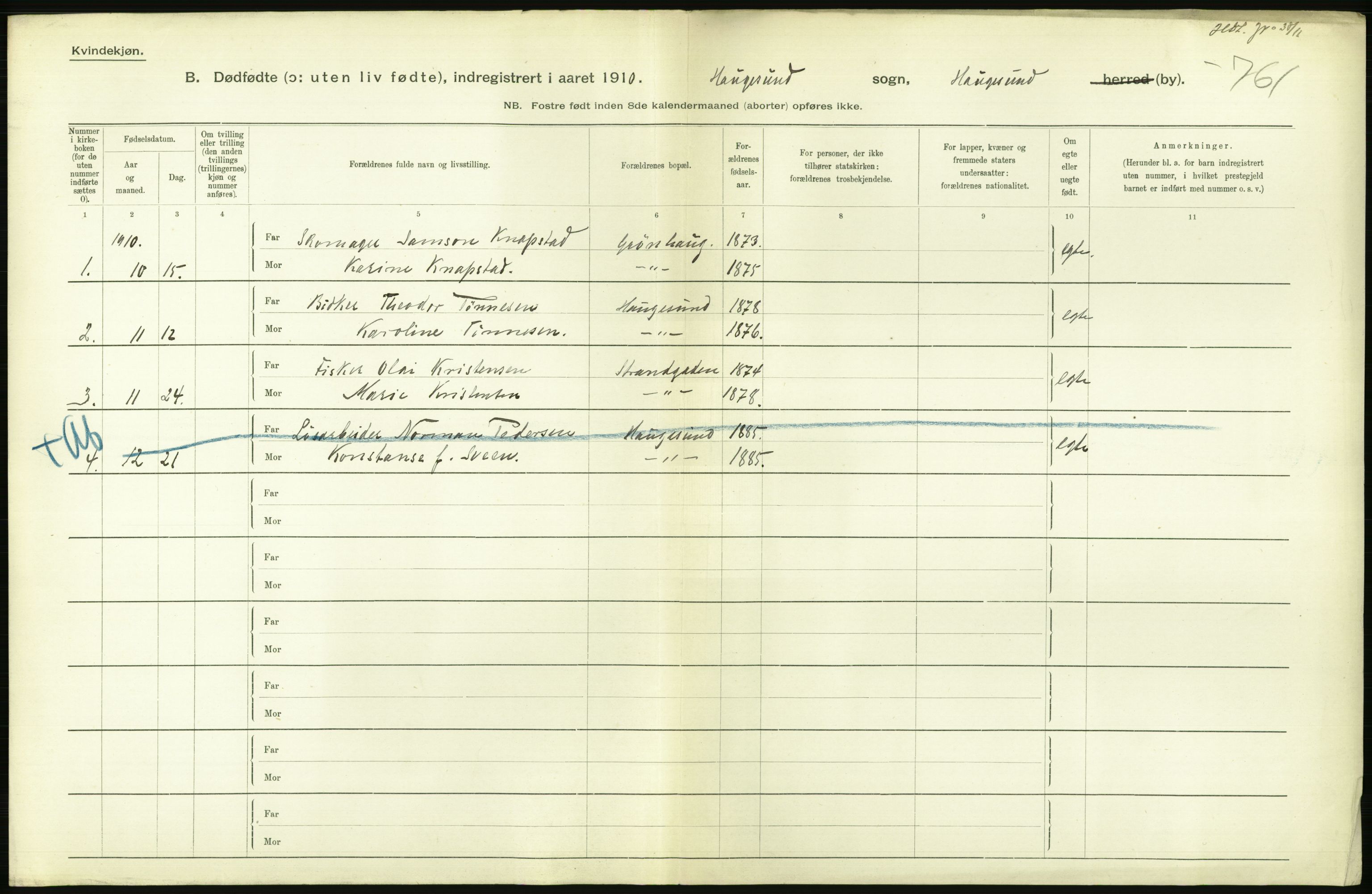 Statistisk sentralbyrå, Sosiodemografiske emner, Befolkning, RA/S-2228/D/Df/Dfa/Dfah/L0024: Stavanger amt: Døde, dødfødte. Bygder og byer., 1910, s. 538