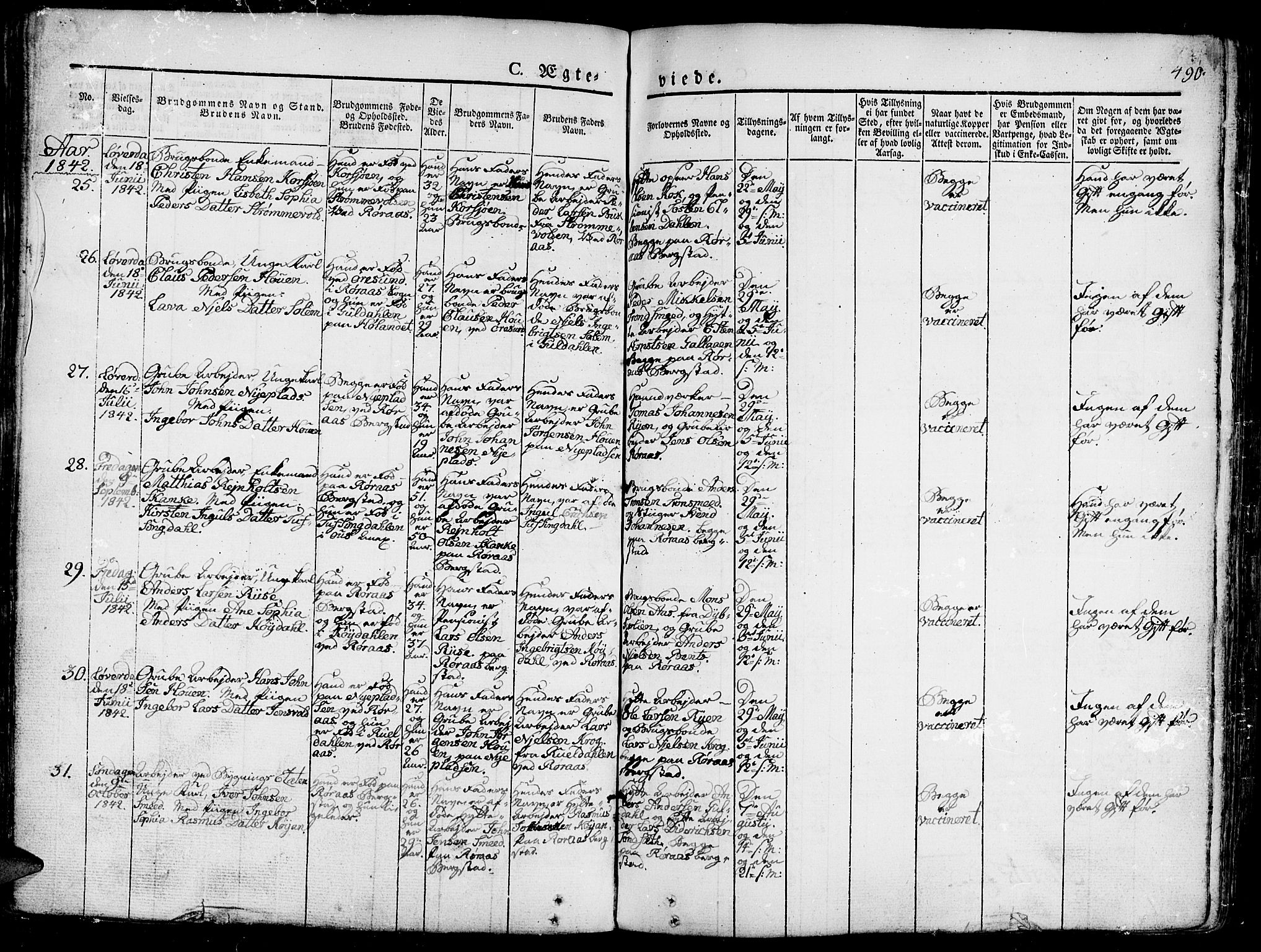 Ministerialprotokoller, klokkerbøker og fødselsregistre - Sør-Trøndelag, AV/SAT-A-1456/681/L0939: Klokkerbok nr. 681C03, 1829-1855, s. 490