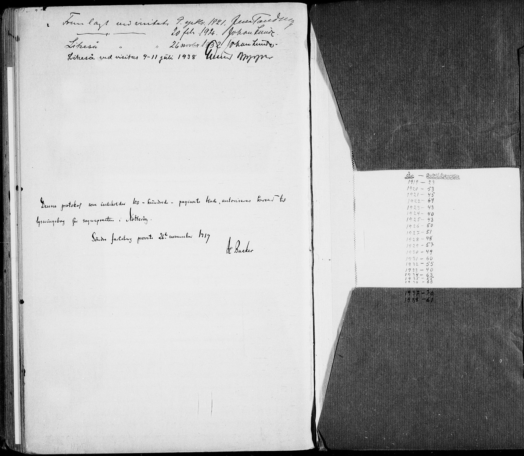 Nøtterøy kirkebøker, AV/SAKO-A-354/H/Ha/L0001: Lysningsprotokoll nr. 1, 1919-1937