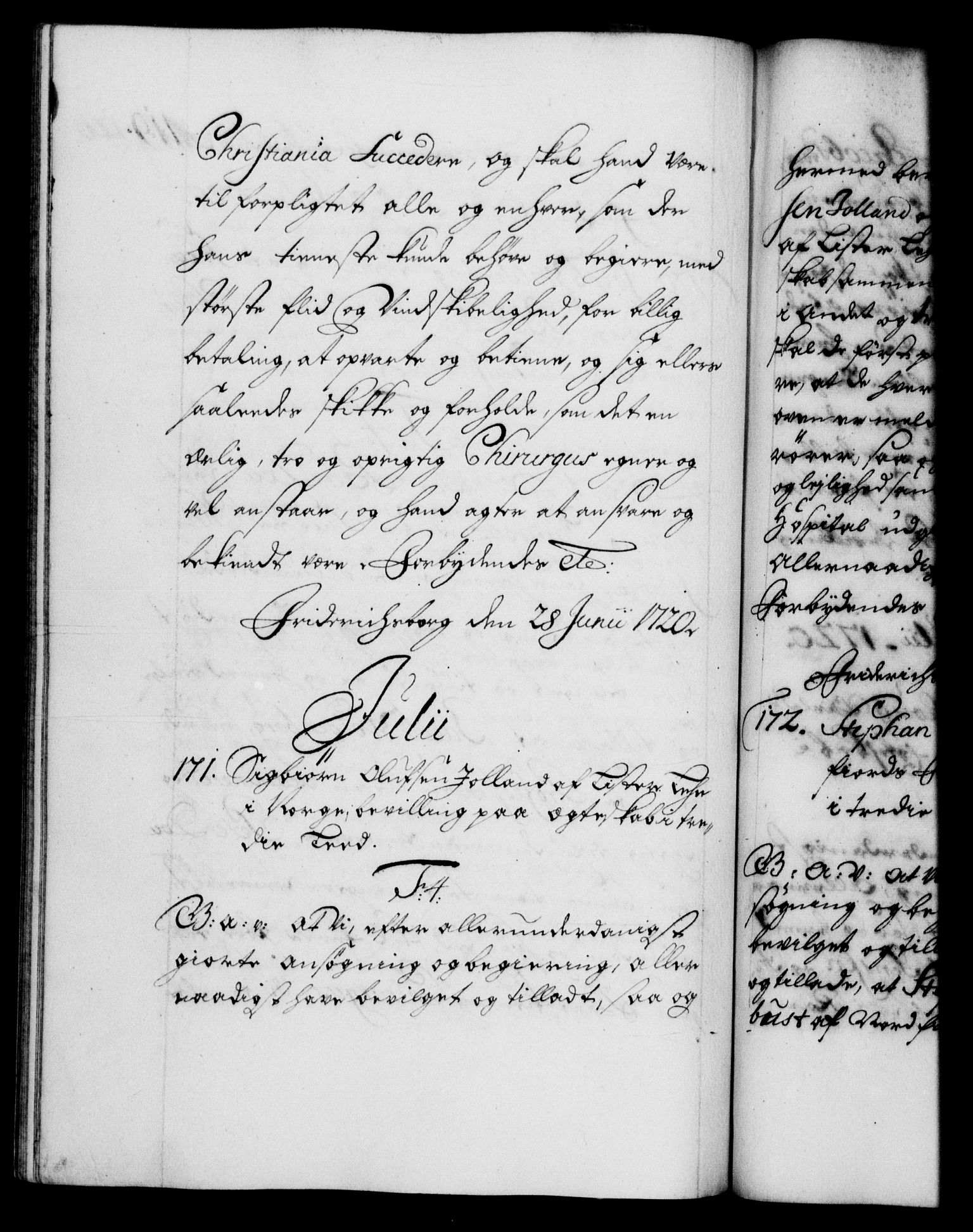 Danske Kanselli 1572-1799, AV/RA-EA-3023/F/Fc/Fca/Fcaa/L0023: Norske registre, 1720-1722, s. 119b