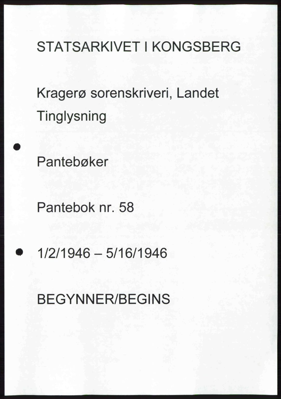 Kragerø sorenskriveri, AV/SAKO-A-65/G/Ga/Gab/L0058b: Pantebok nr. A-58b, 1946-1946