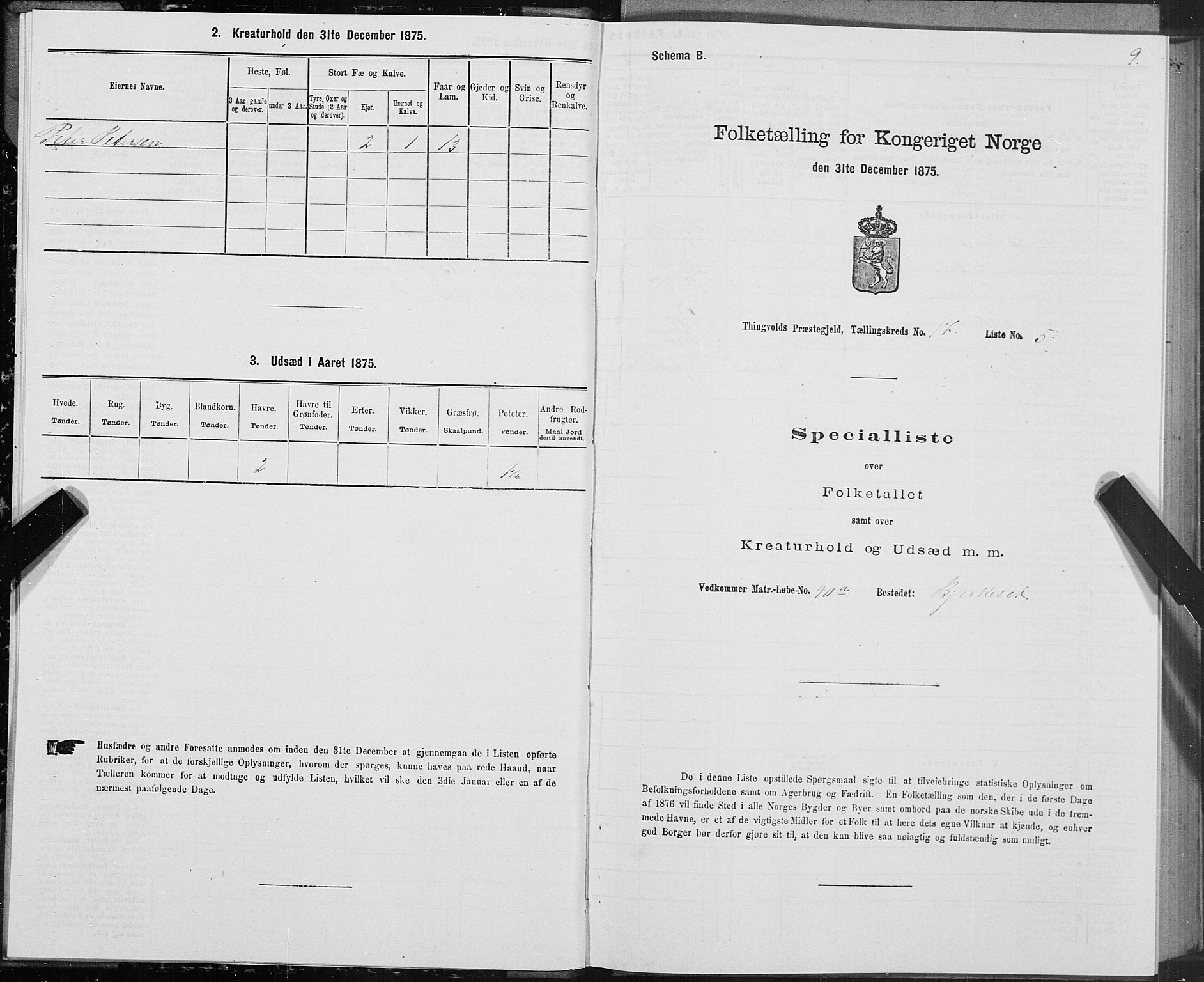 SAT, Folketelling 1875 for 1560P Tingvoll prestegjeld, 1875, s. 7009