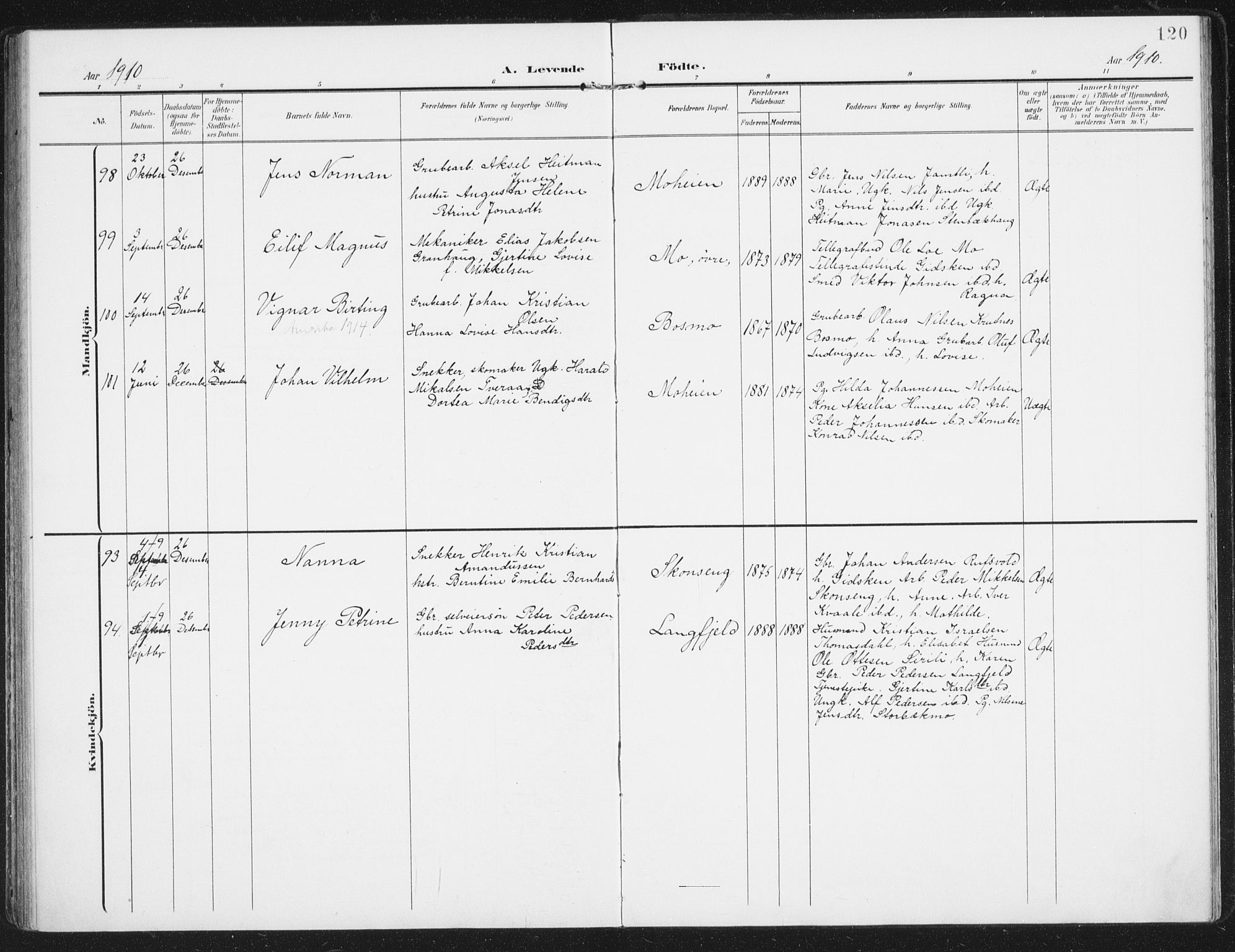 Ministerialprotokoller, klokkerbøker og fødselsregistre - Nordland, AV/SAT-A-1459/827/L0402: Ministerialbok nr. 827A14, 1903-1912, s. 120