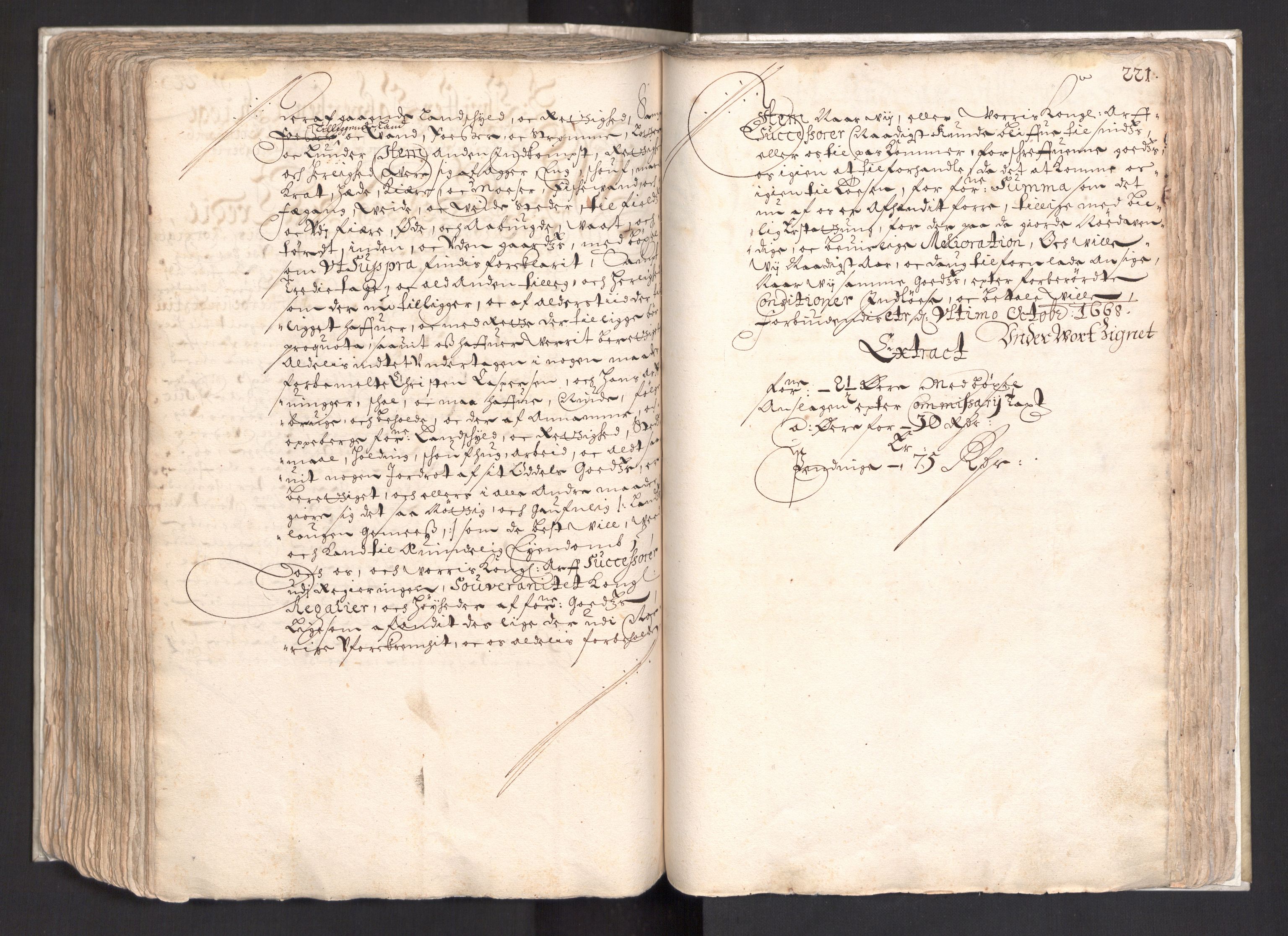 Rentekammeret, Kammerkanselliet, AV/RA-EA-3111/G/Gg/Ggj/Ggja/L0003: Skjøtebok Oa (13), 1661-1669, s. 225