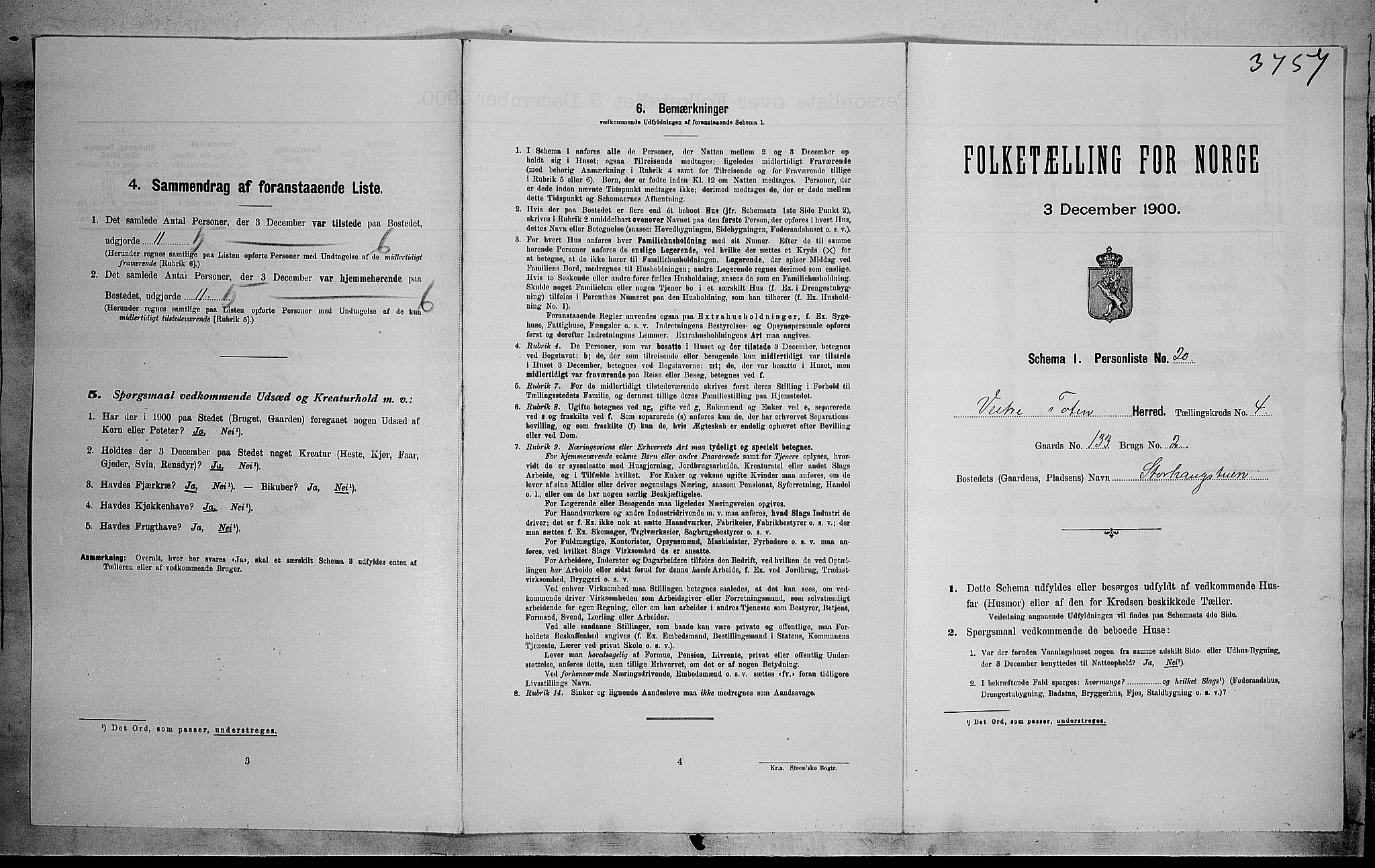 SAH, Folketelling 1900 for 0529 Vestre Toten herred, 1900, s. 617