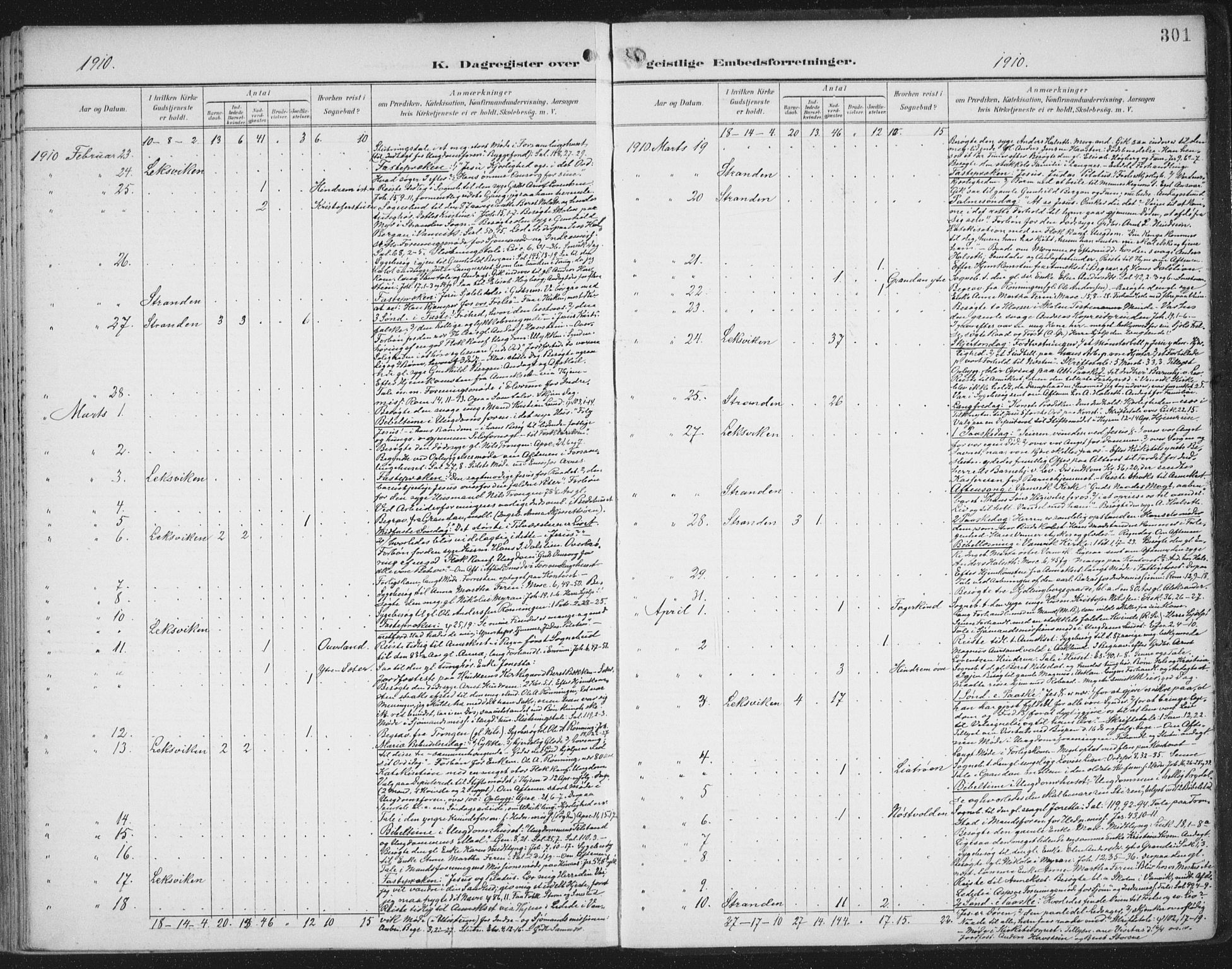 Ministerialprotokoller, klokkerbøker og fødselsregistre - Nord-Trøndelag, SAT/A-1458/701/L0011: Ministerialbok nr. 701A11, 1899-1915, s. 301