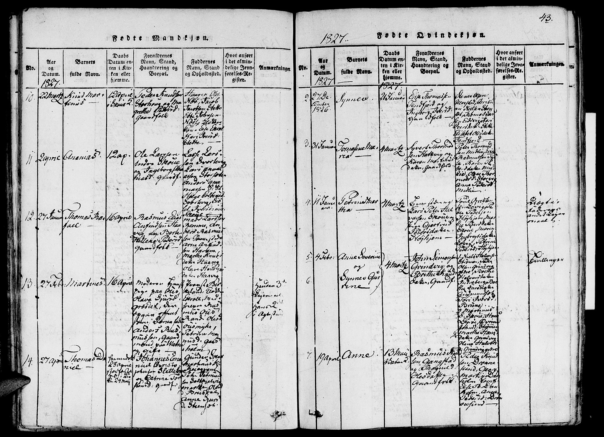 Ministerialprotokoller, klokkerbøker og fødselsregistre - Møre og Romsdal, SAT/A-1454/524/L0351: Ministerialbok nr. 524A03, 1816-1838, s. 43