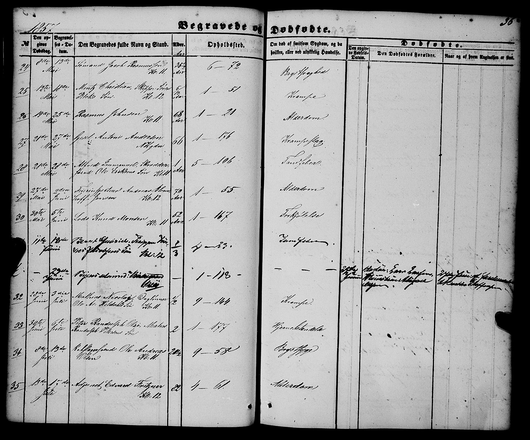 Nykirken Sokneprestembete, AV/SAB-A-77101/H/Haa/L0042: Ministerialbok nr. E 2, 1850-1868, s. 36