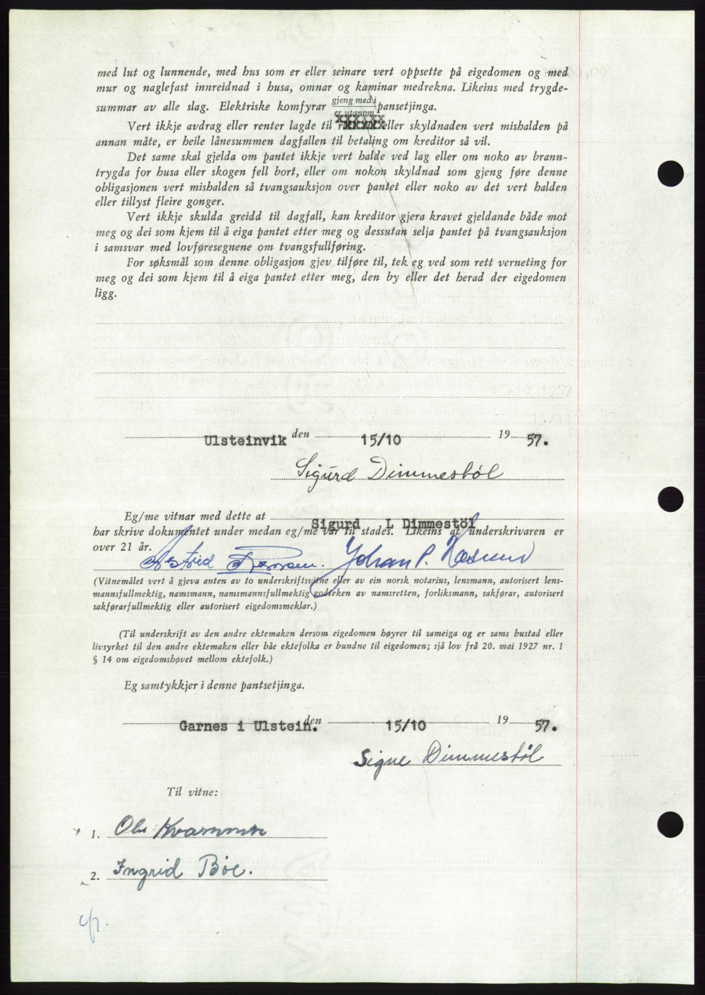 Søre Sunnmøre sorenskriveri, AV/SAT-A-4122/1/2/2C/L0130: Pantebok nr. 18B, 1957-1958, Dagboknr: 2503/1957