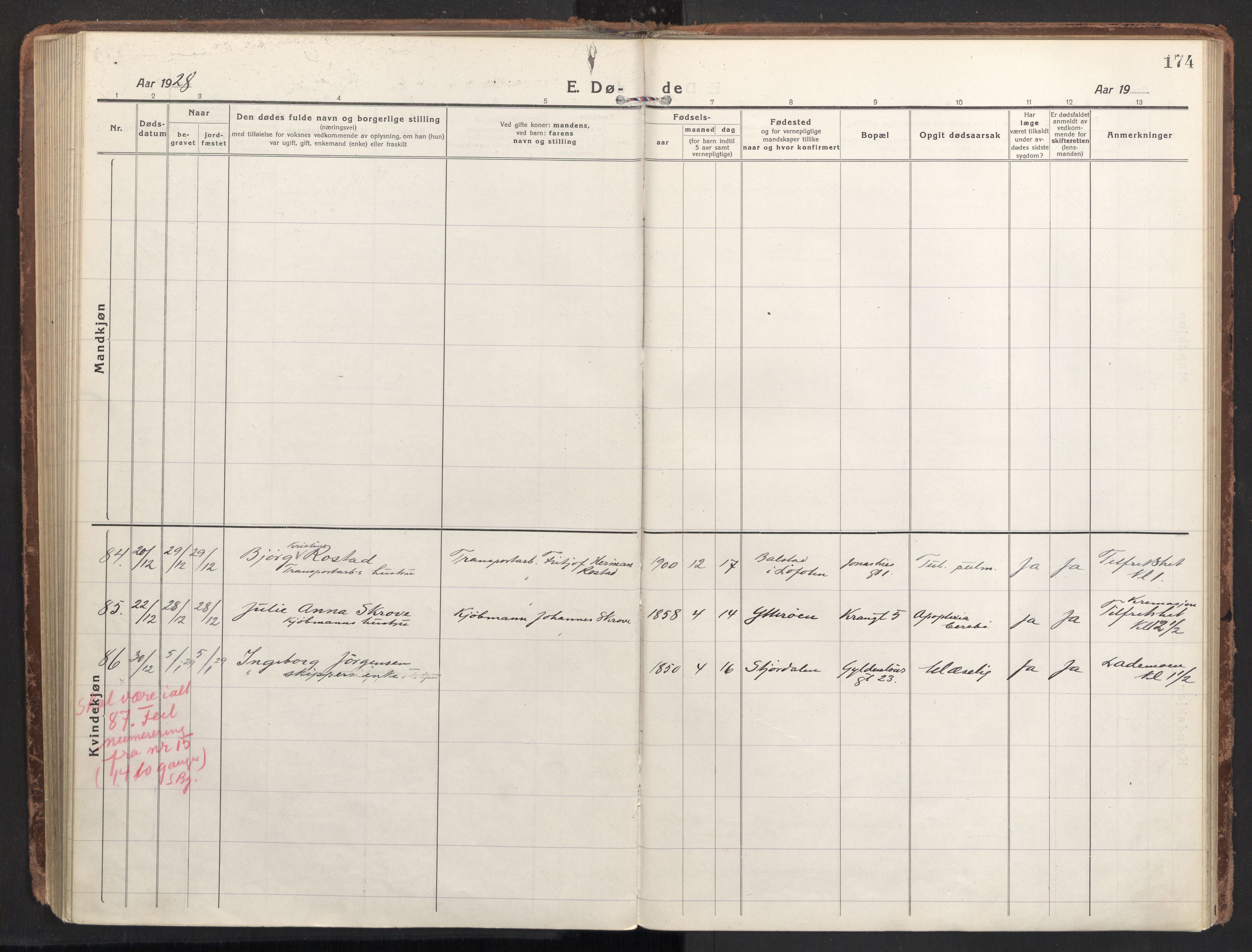 Ministerialprotokoller, klokkerbøker og fødselsregistre - Sør-Trøndelag, AV/SAT-A-1456/604/L0207: Ministerialbok nr. 604A27, 1917-1933, s. 174