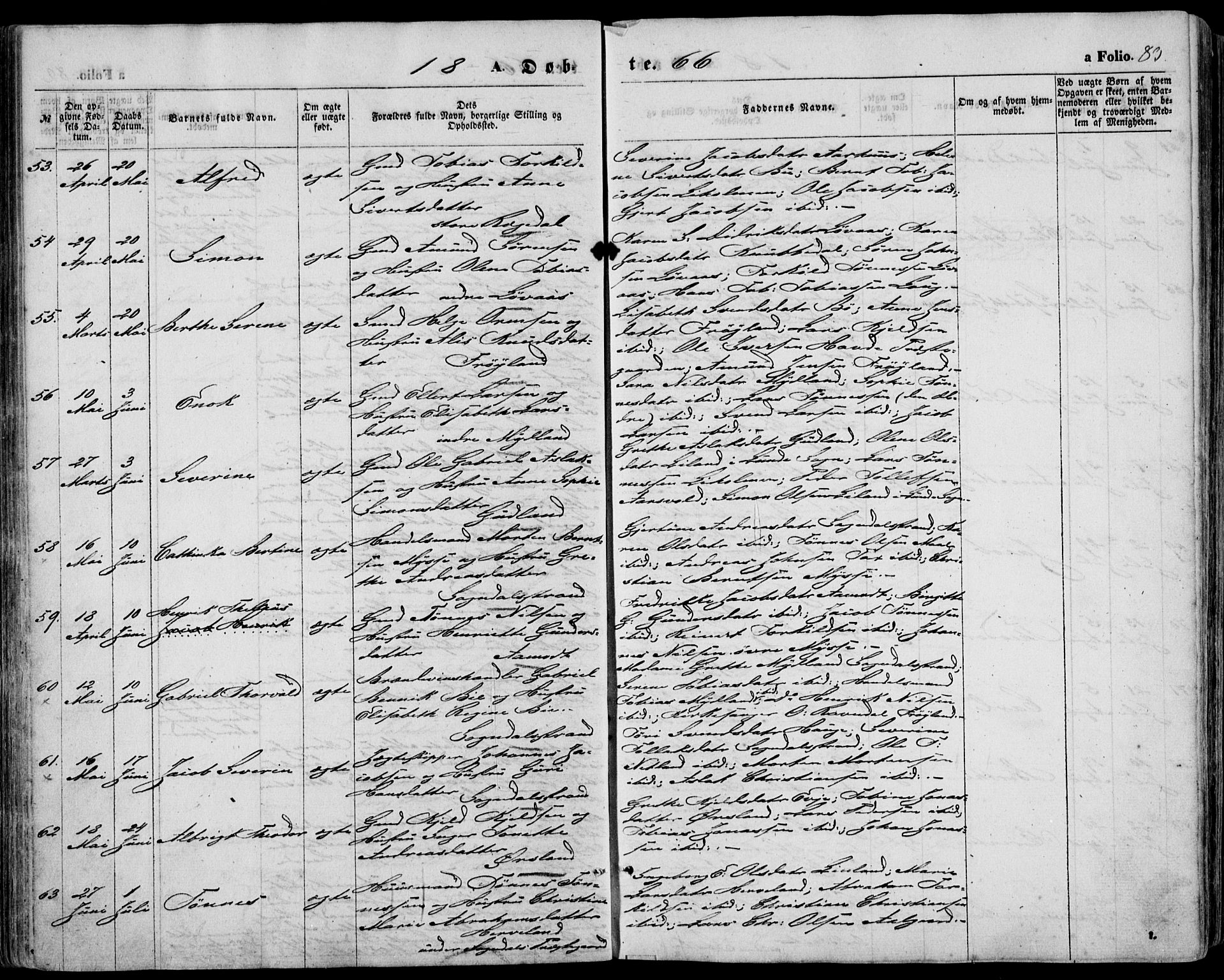 Sokndal sokneprestkontor, AV/SAST-A-101808: Ministerialbok nr. A 9, 1857-1874, s. 83