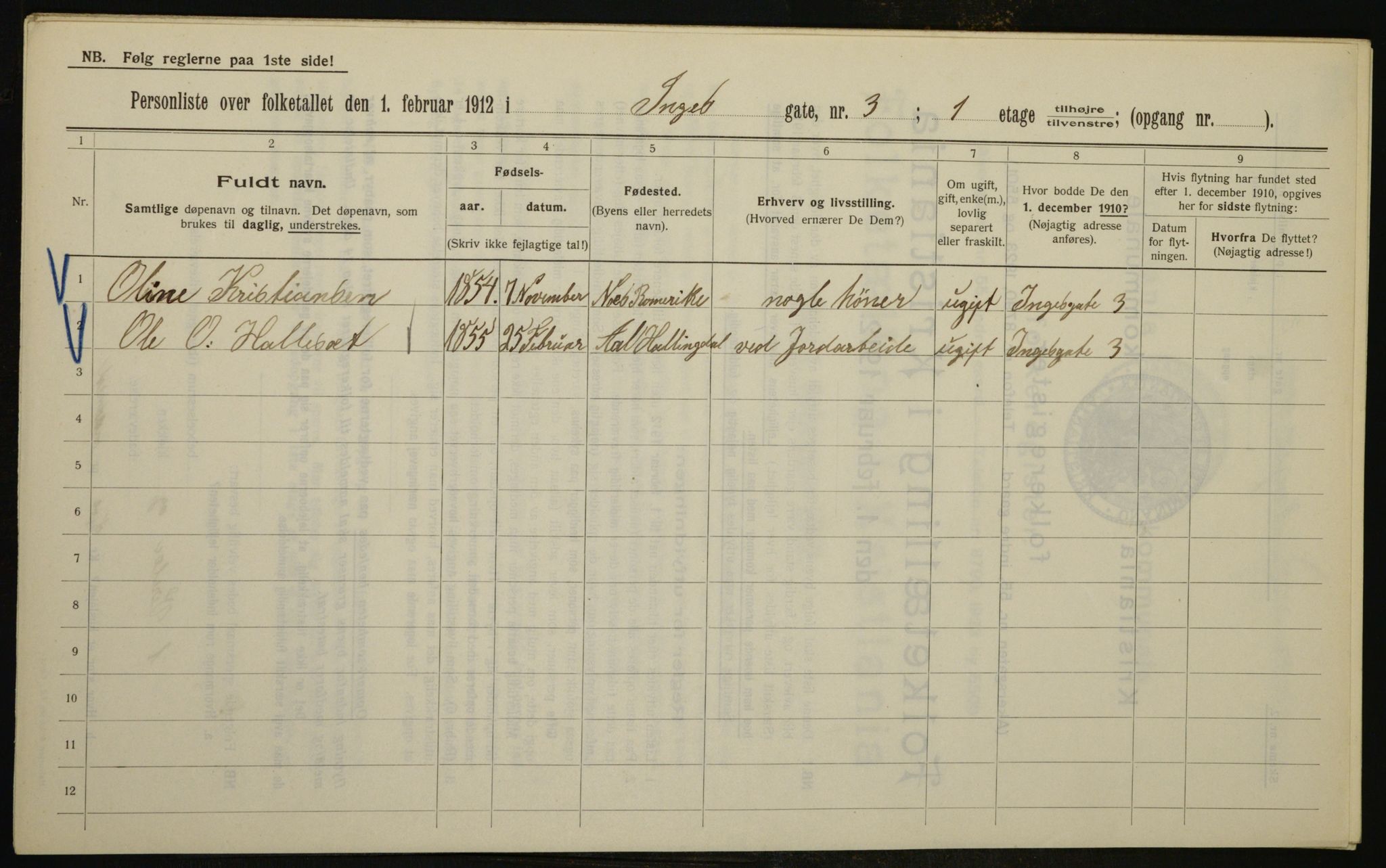 OBA, Kommunal folketelling 1.2.1912 for Kristiania, 1912, s. 44294