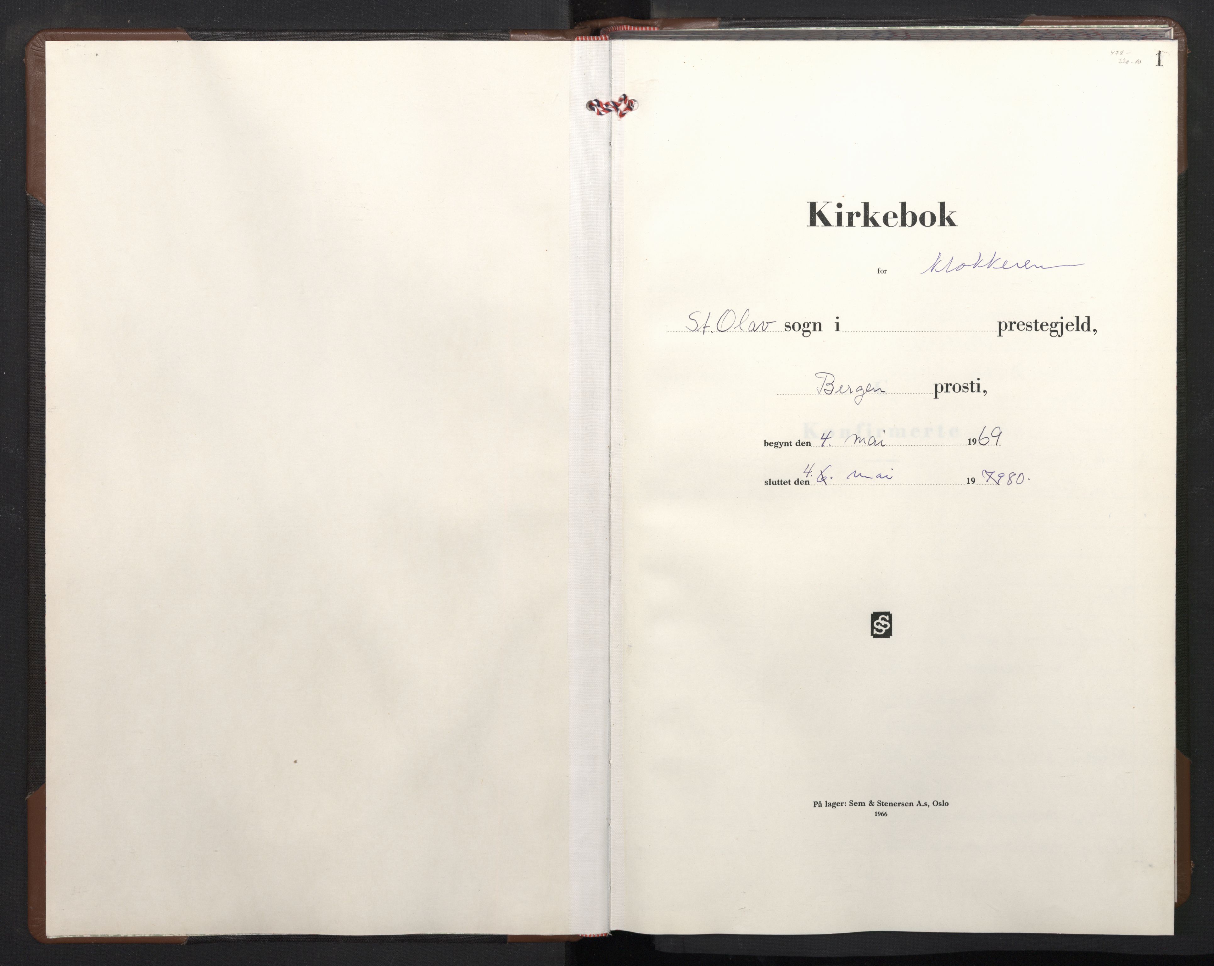 St. Olavs Sokneprestembete, SAB/A-78101/H/Hab: Klokkerbok nr. B 2, 1969-1980, s. 0b-1a