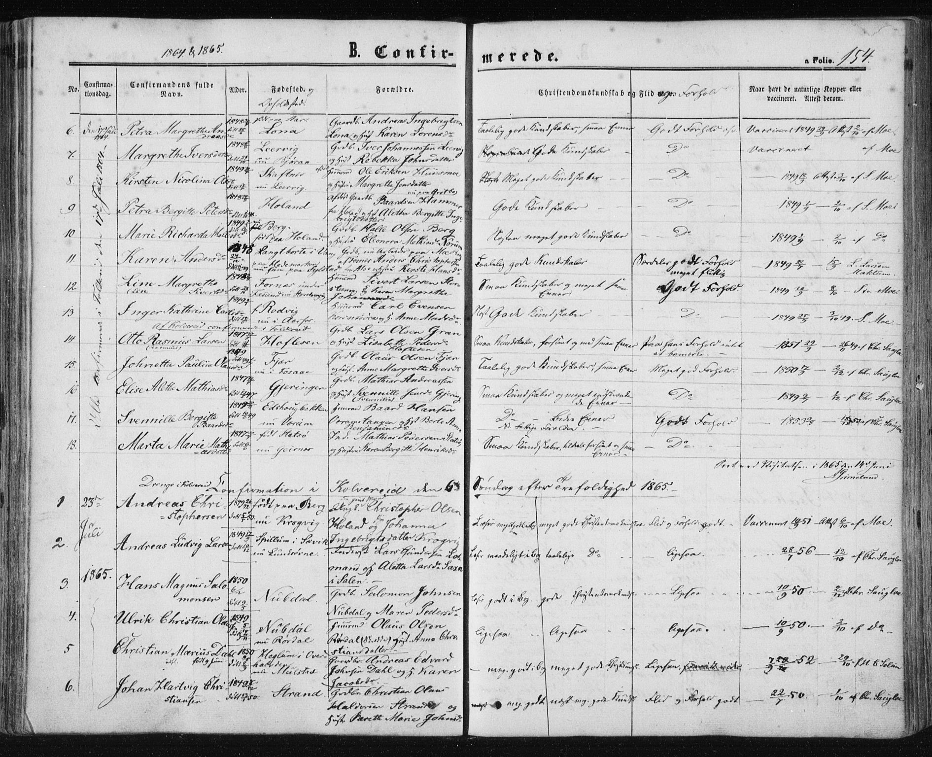 Ministerialprotokoller, klokkerbøker og fødselsregistre - Nord-Trøndelag, AV/SAT-A-1458/780/L0641: Ministerialbok nr. 780A06, 1857-1874, s. 154