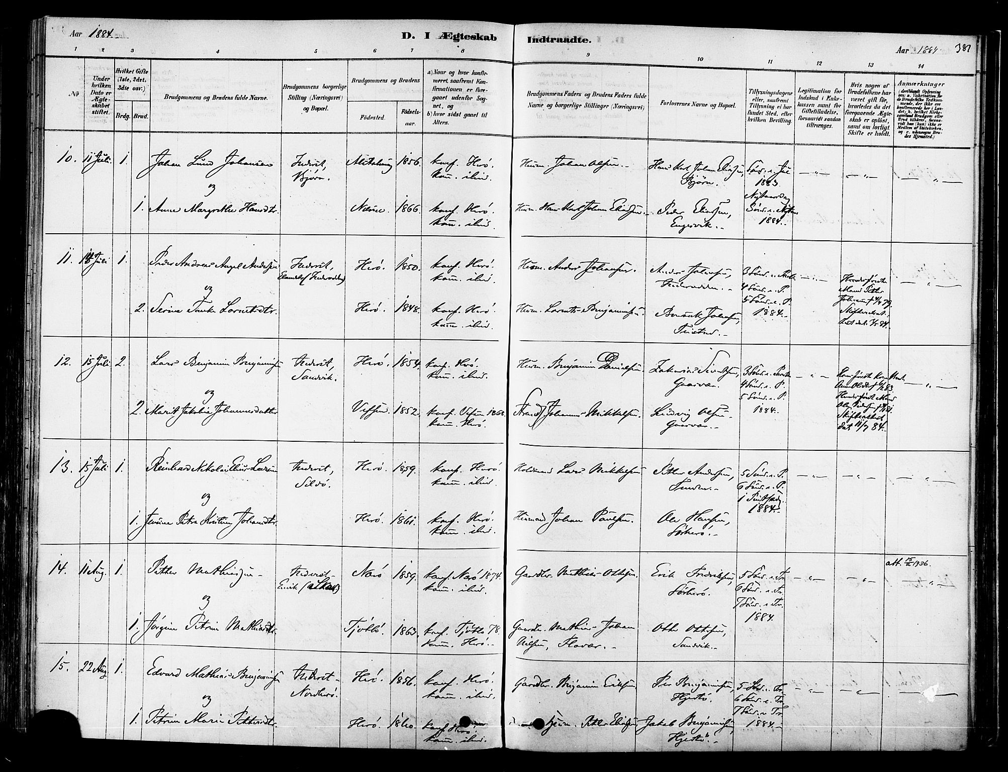 Ministerialprotokoller, klokkerbøker og fødselsregistre - Nordland, AV/SAT-A-1459/834/L0507: Ministerialbok nr. 834A05, 1878-1892, s. 381