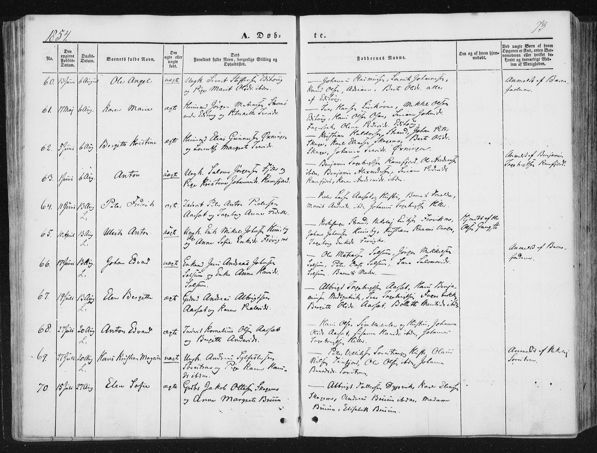 Ministerialprotokoller, klokkerbøker og fødselsregistre - Nord-Trøndelag, AV/SAT-A-1458/780/L0640: Ministerialbok nr. 780A05, 1845-1856, s. 73