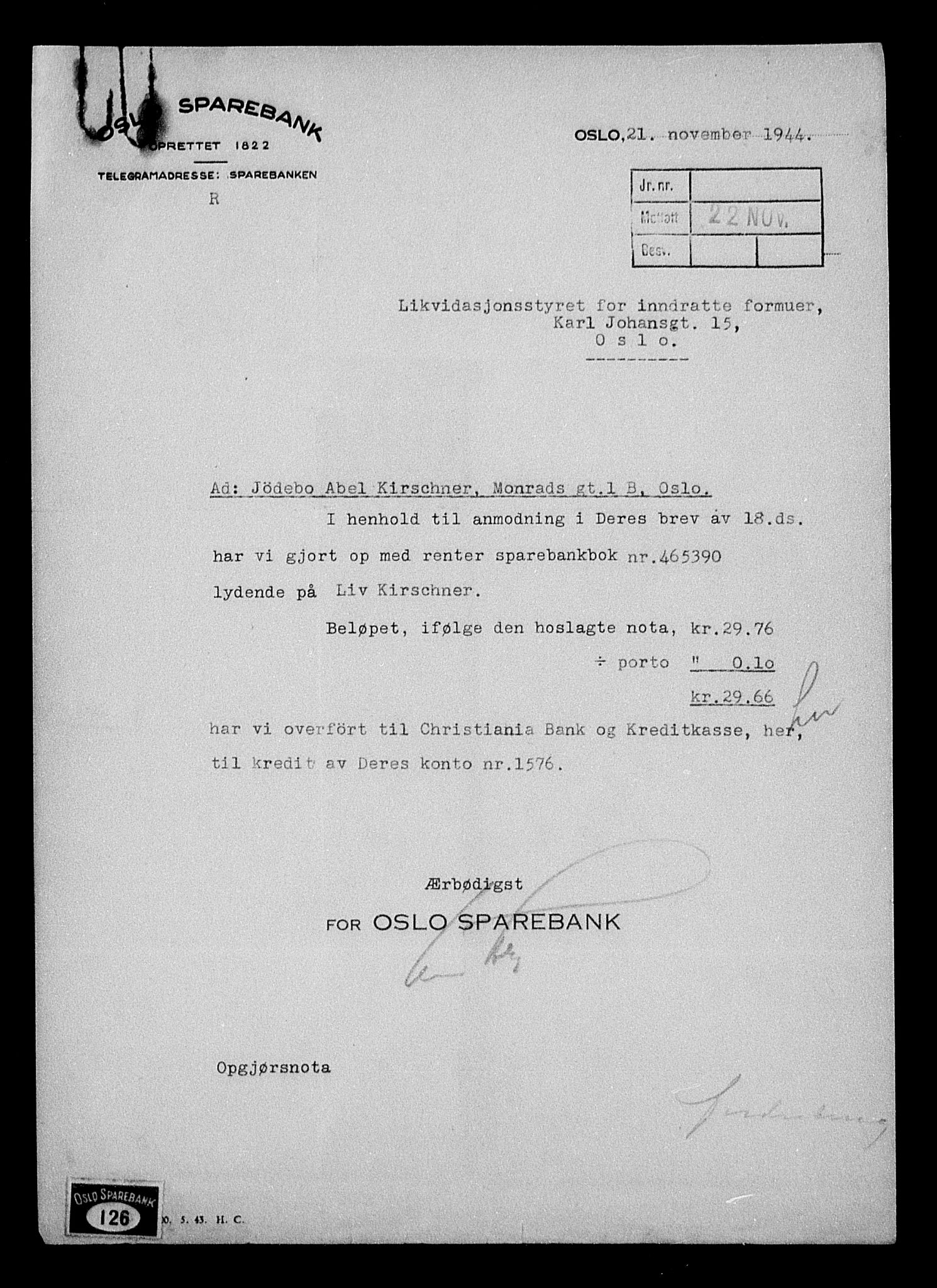Justisdepartementet, Tilbakeføringskontoret for inndratte formuer, AV/RA-S-1564/H/Hc/Hcc/L0951: --, 1945-1947, s. 357