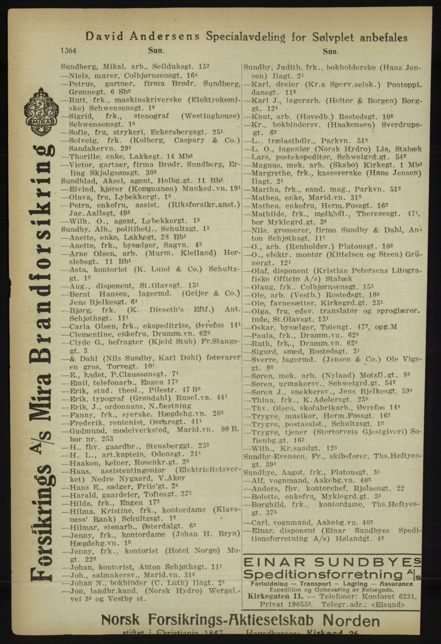 Kristiania/Oslo adressebok, PUBL/-, 1918, s. 1389