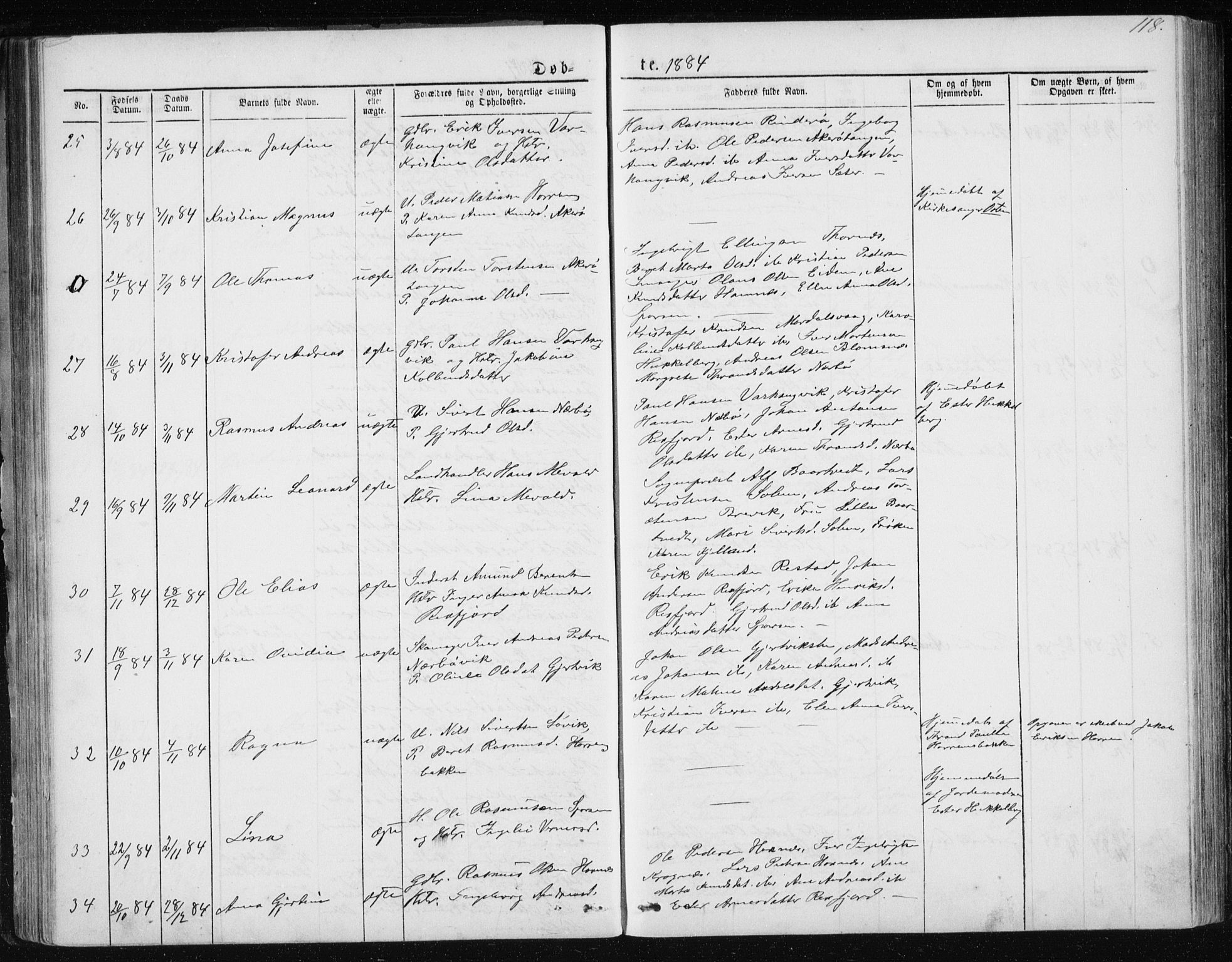 Ministerialprotokoller, klokkerbøker og fødselsregistre - Møre og Romsdal, AV/SAT-A-1454/560/L0724: Klokkerbok nr. 560C01, 1867-1892, s. 118