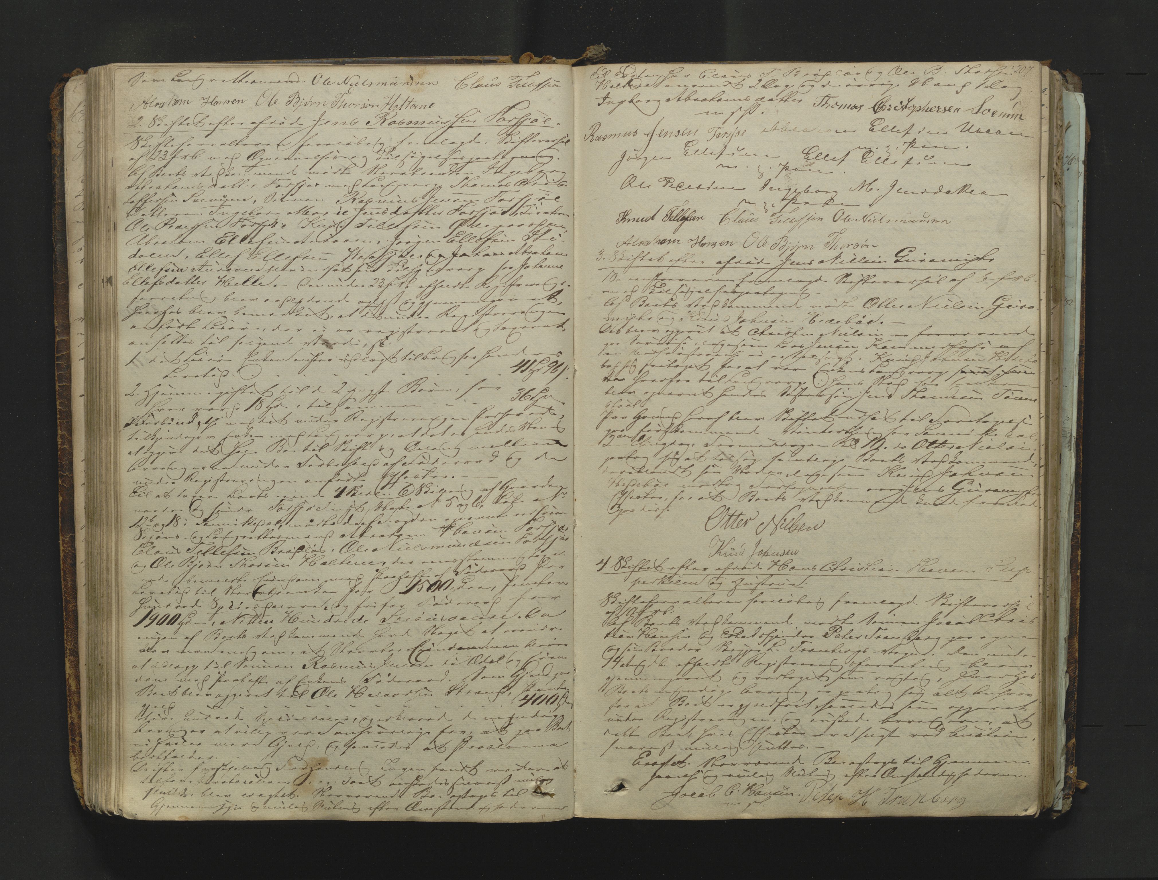 Bamble sorenskriveri, AV/SAKO-A-214/H/Hb/Hbc/L0003: Skifteforhandlingsprotokoll, 1852-1860, s. 206-207