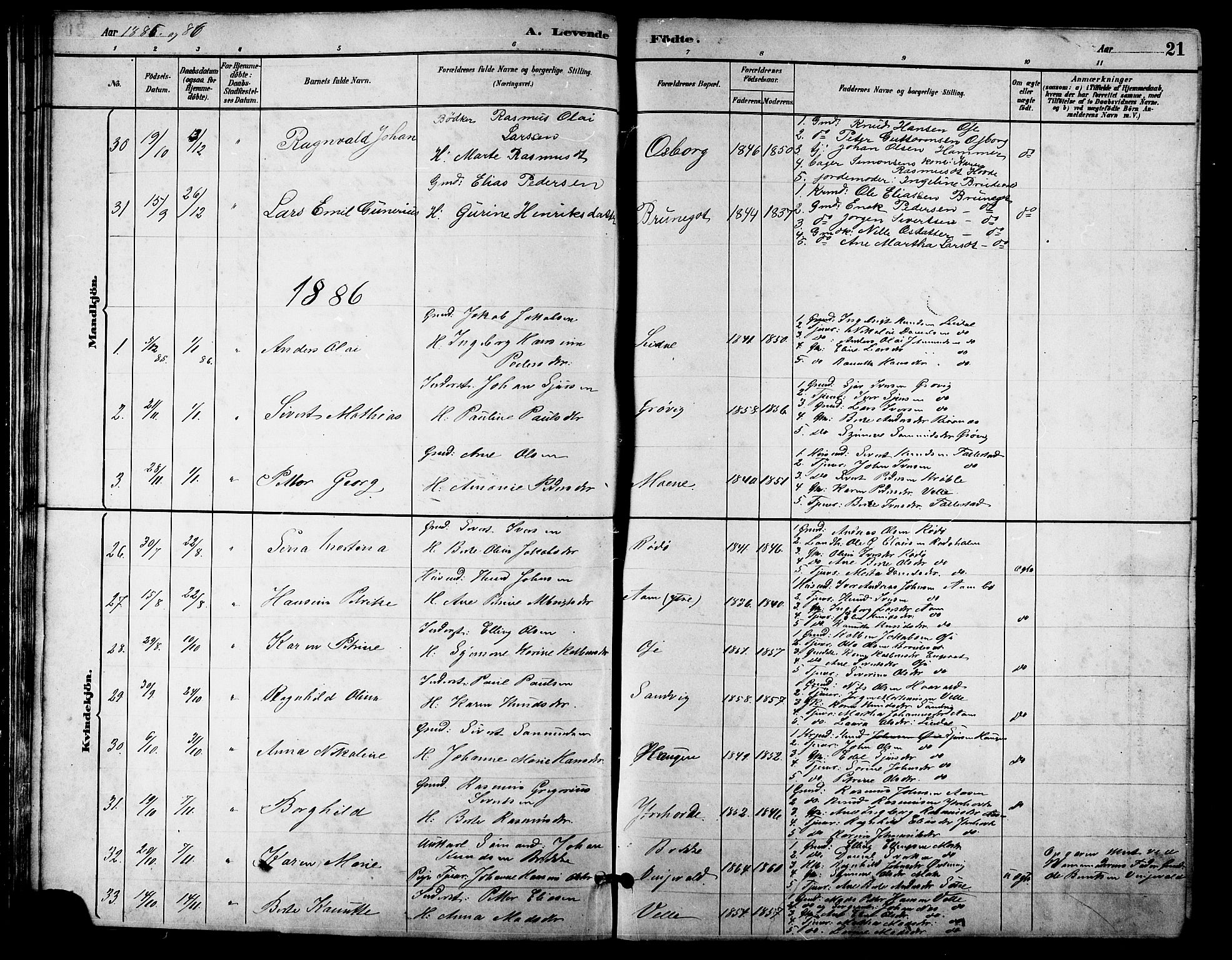 Ministerialprotokoller, klokkerbøker og fødselsregistre - Møre og Romsdal, AV/SAT-A-1454/513/L0189: Klokkerbok nr. 513C03, 1883-1904, s. 21