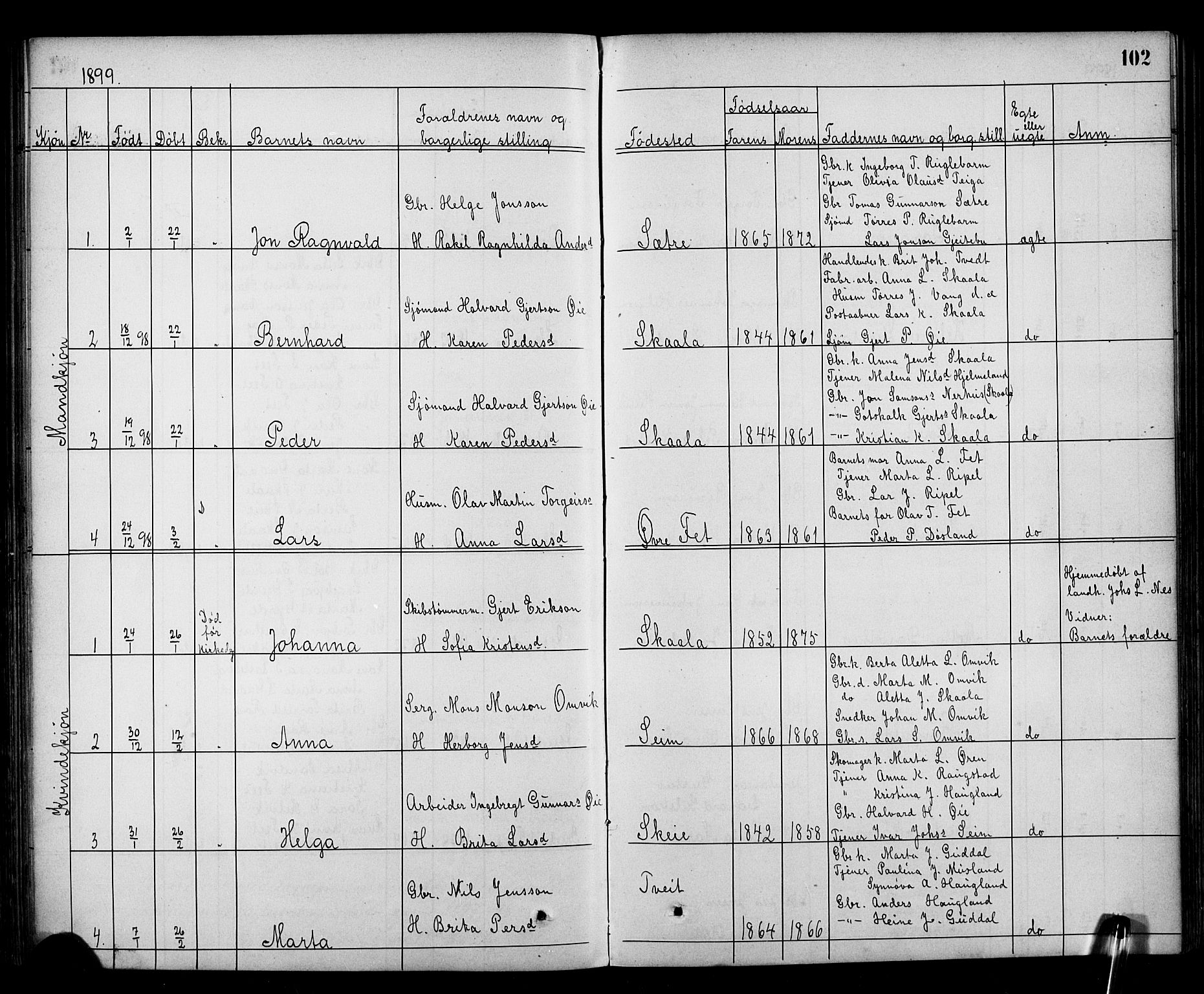 Kvinnherad sokneprestembete, AV/SAB-A-76401/H/Hab: Klokkerbok nr. A 2, 1873-1900, s. 102