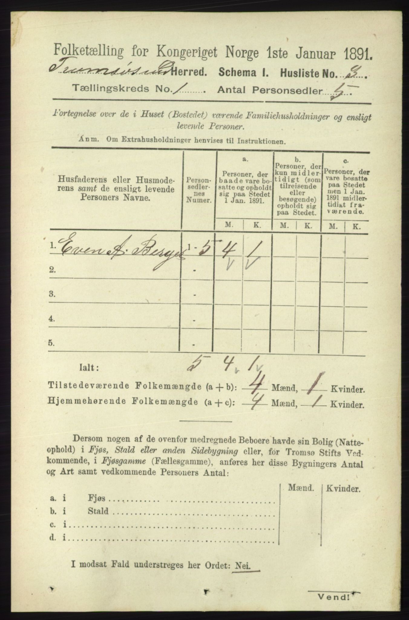 RA, Folketelling 1891 for 1934 Tromsøysund herred, 1891, s. 25