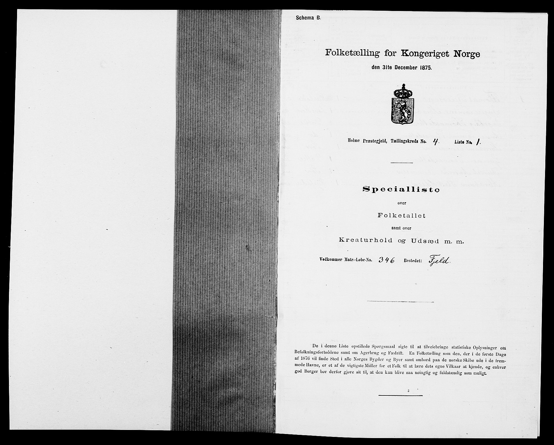 SAK, Folketelling 1875 for 1020P Holum prestegjeld, 1875, s. 452