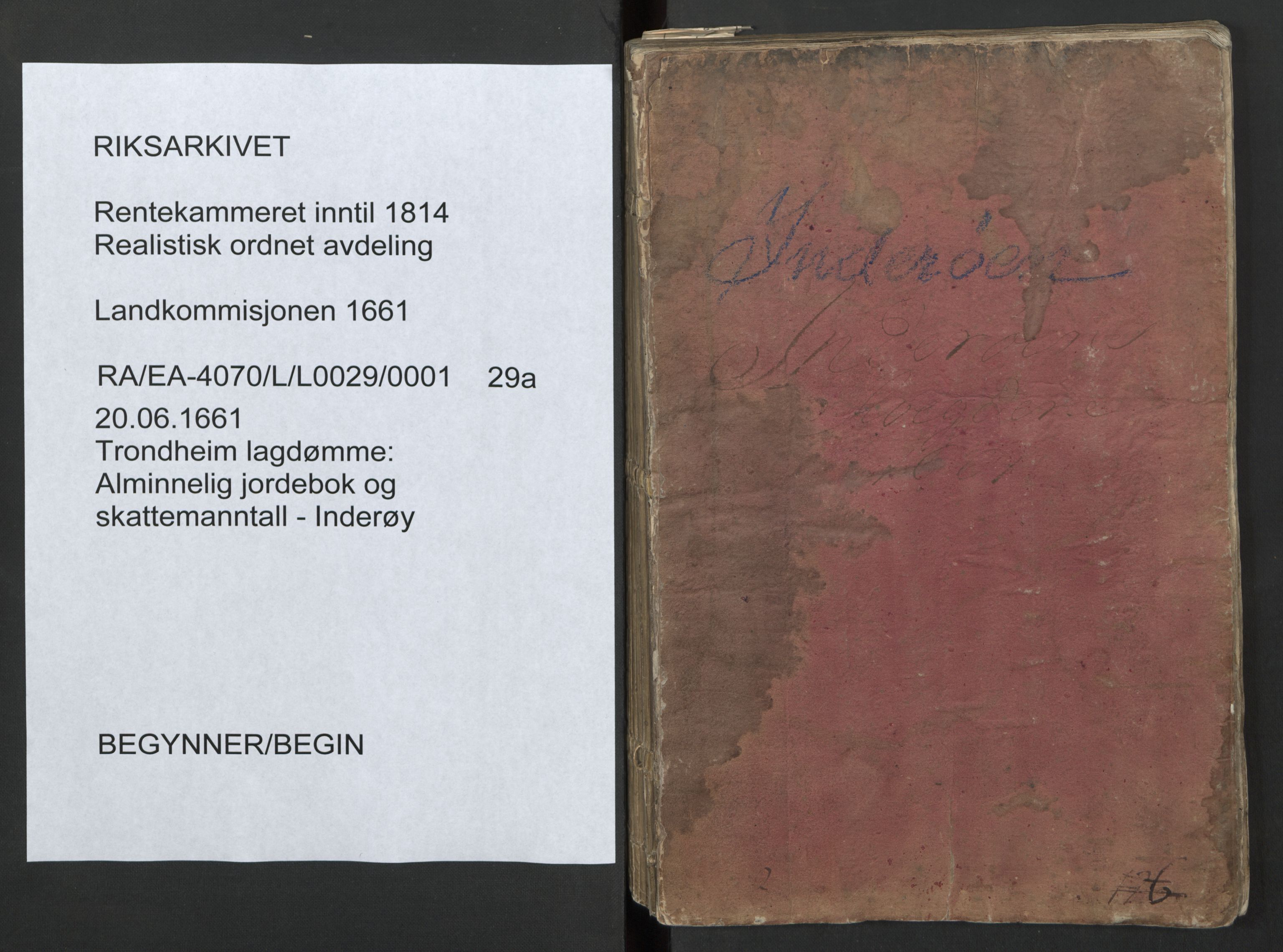 Rentekammeret inntil 1814, Realistisk ordnet avdeling, RA/EA-4070/L/L0029/0001: Trondheim lagdømme: / Alminnelig jordebok og skattemanntall - Inderøy, 1661