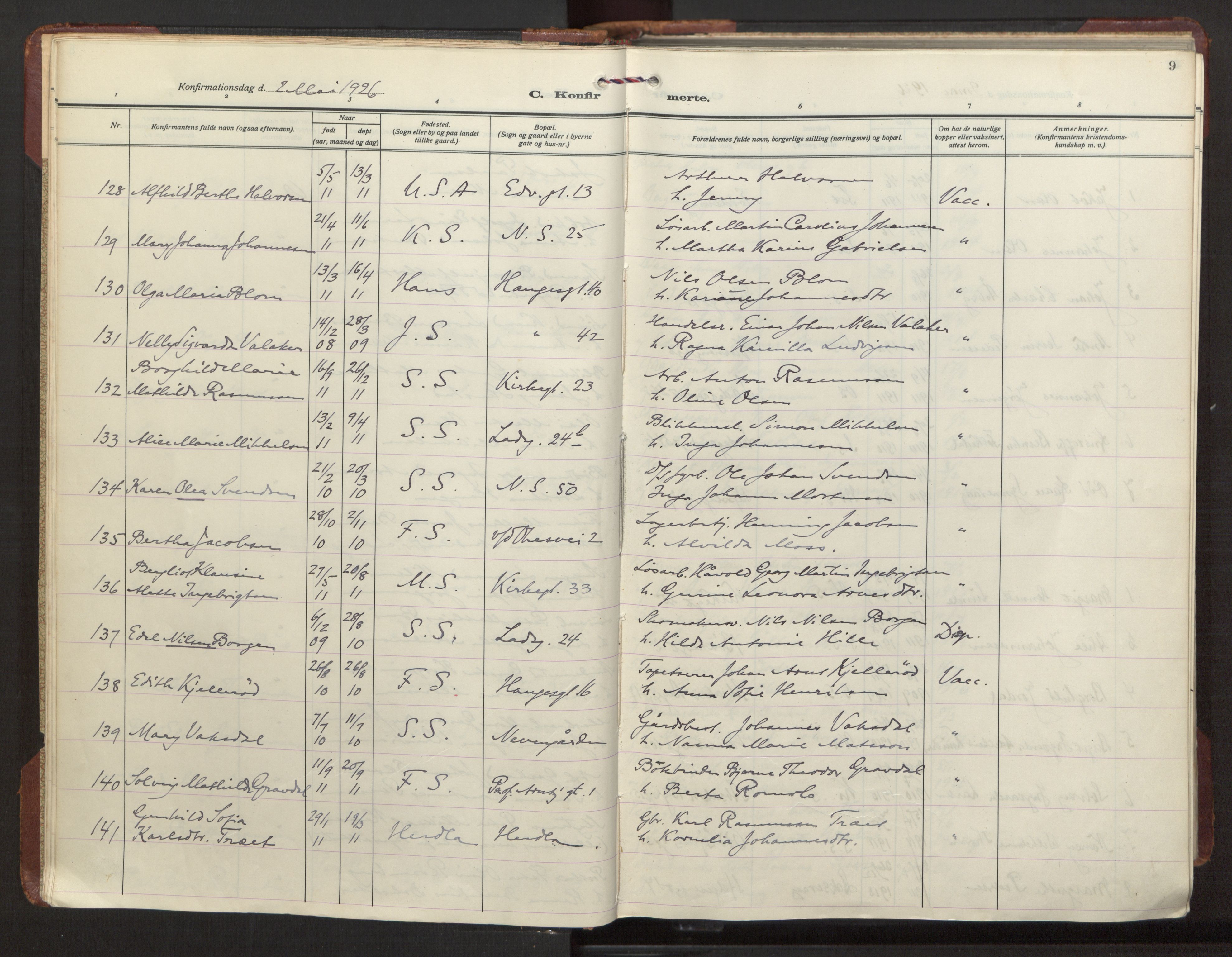 Sandviken Sokneprestembete, AV/SAB-A-77601/H/Ha/L0013: Ministerialbok nr. C 4, 1926-1943, s. 9