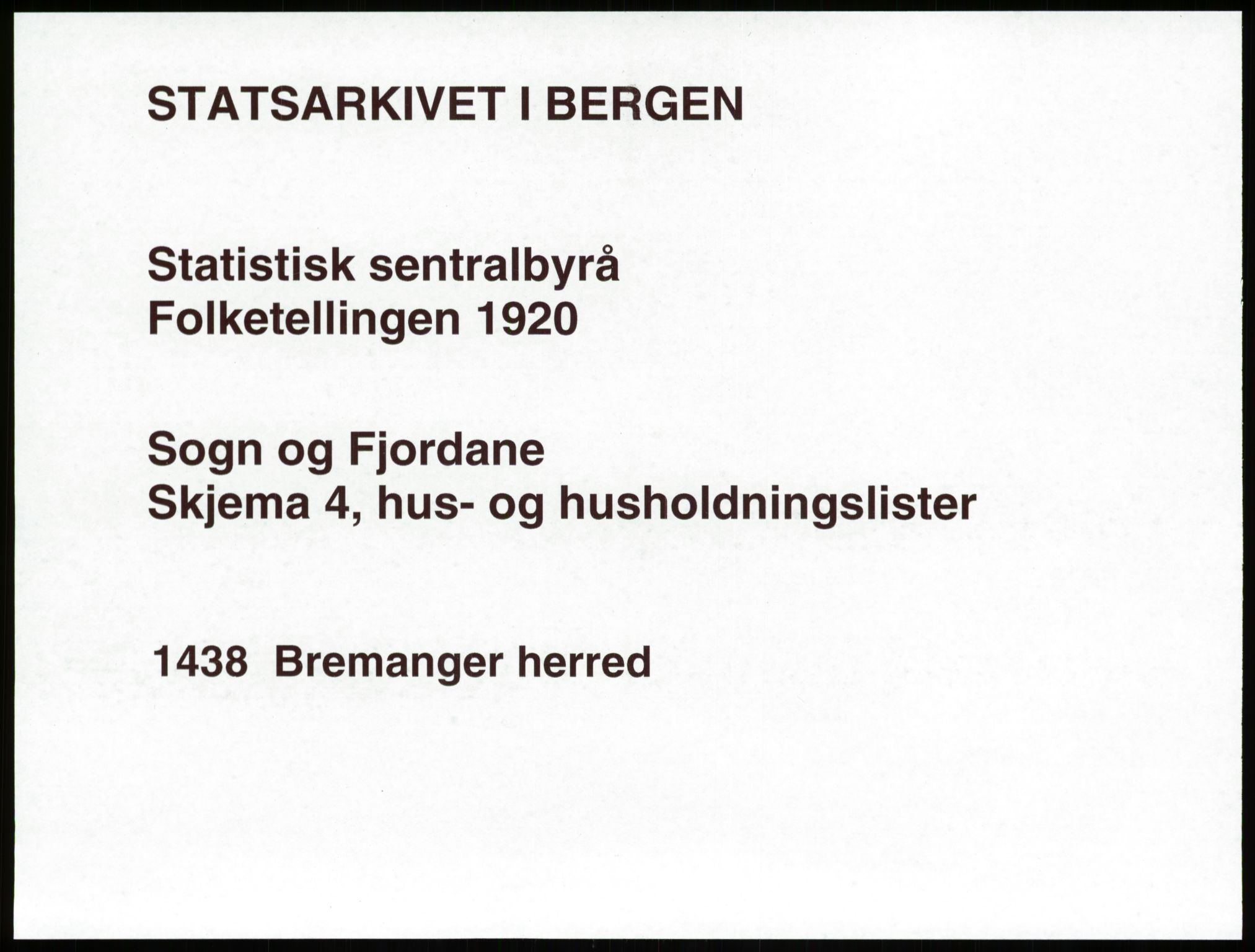 SAB, Folketelling 1920 for 1438 Bremanger herred, 1920, s. 51