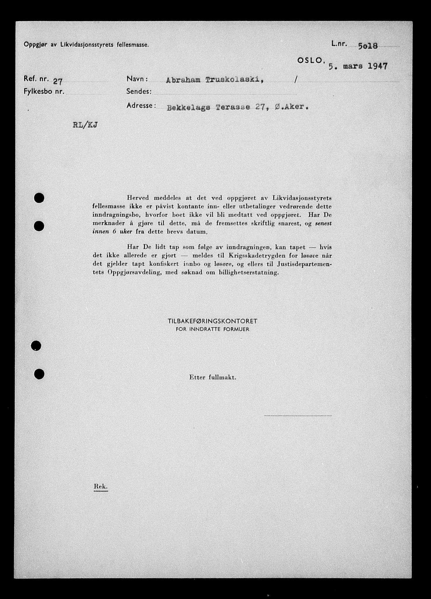 Justisdepartementet, Tilbakeføringskontoret for inndratte formuer, AV/RA-S-1564/H/Hc/Hcc/L0984: --, 1945-1947, s. 563