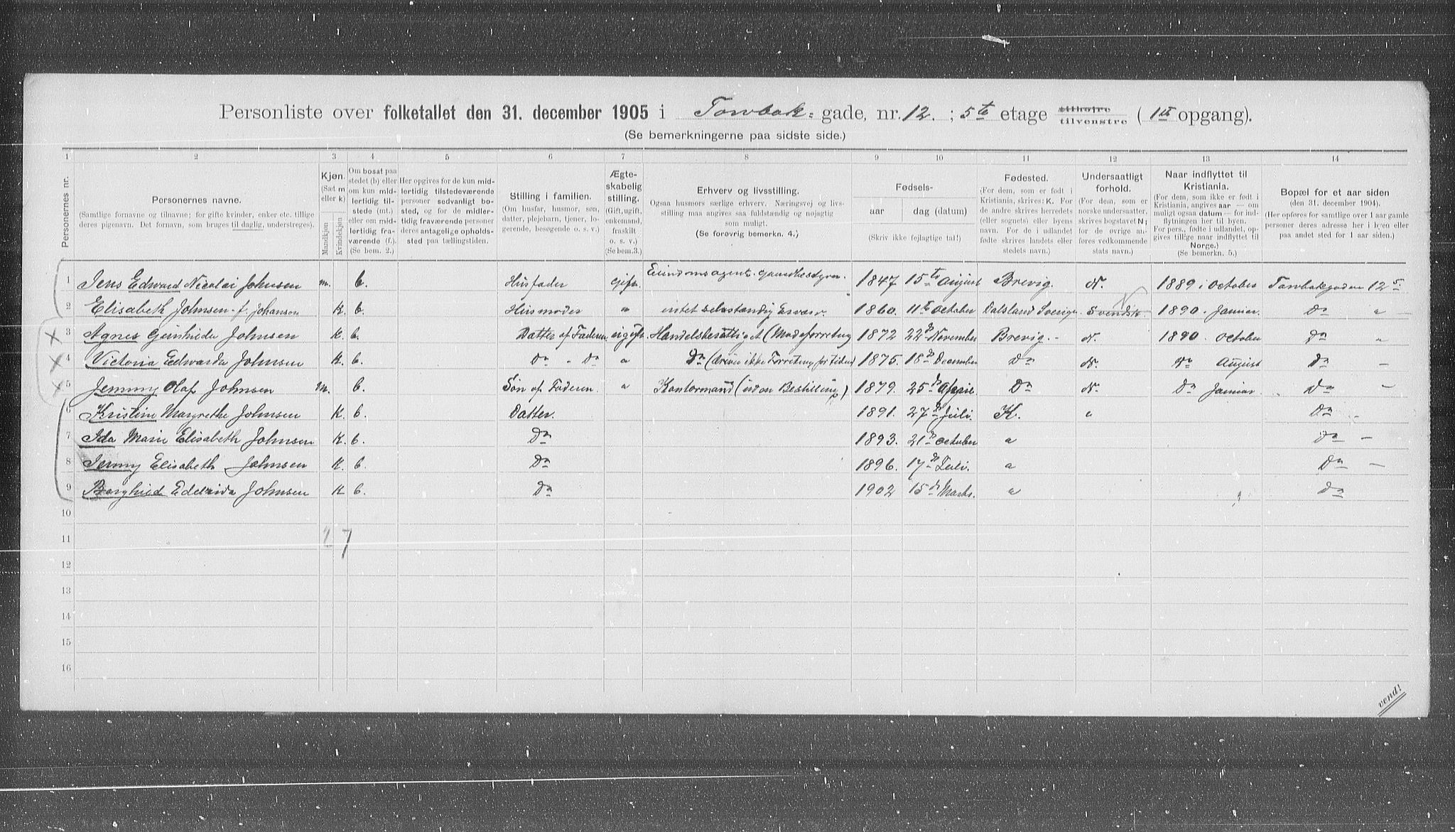 OBA, Kommunal folketelling 31.12.1905 for Kristiania kjøpstad, 1905, s. 60226
