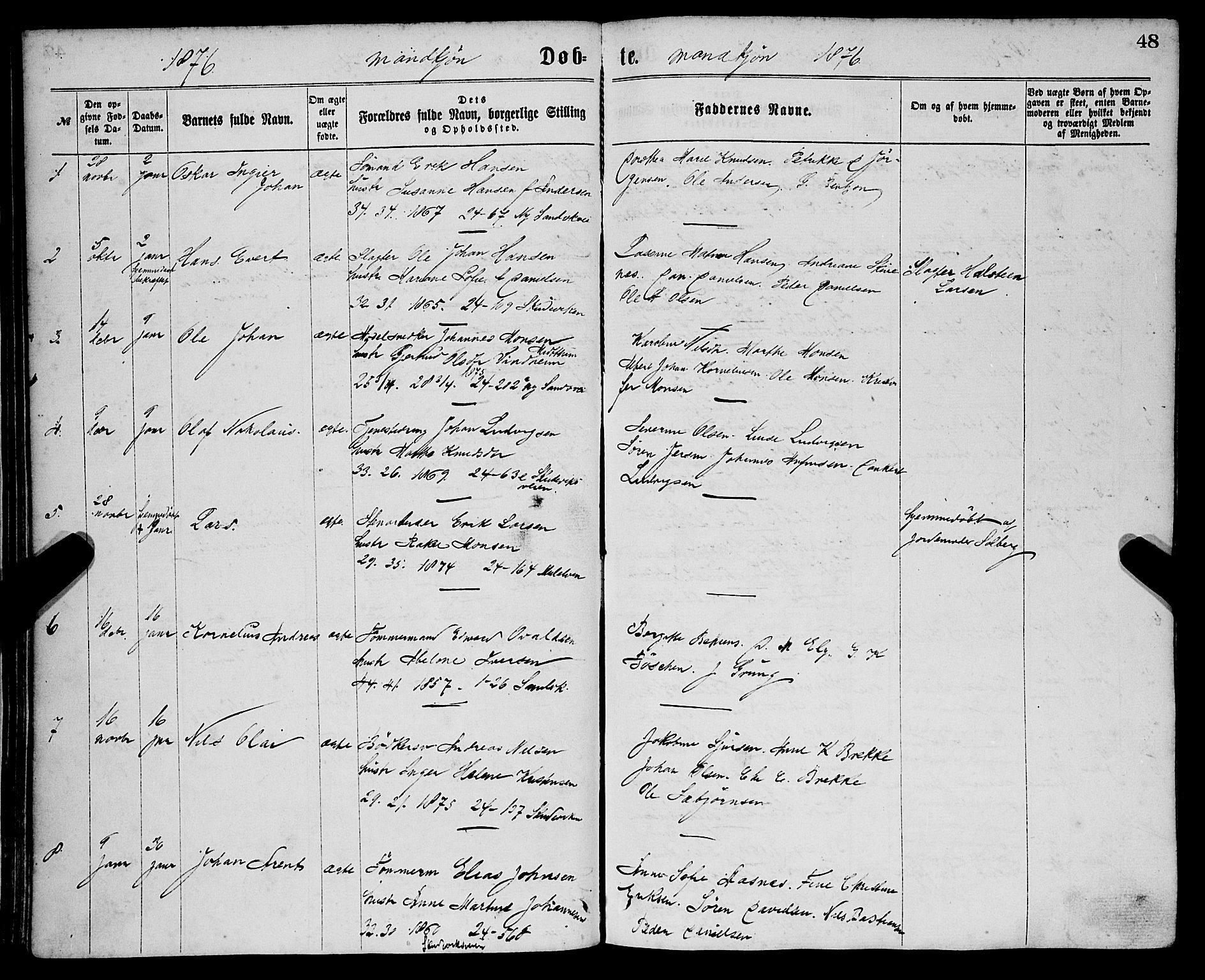 Sandviken Sokneprestembete, AV/SAB-A-77601/H/Ha/L0001: Ministerialbok nr. A 1, 1867-1877, s. 48