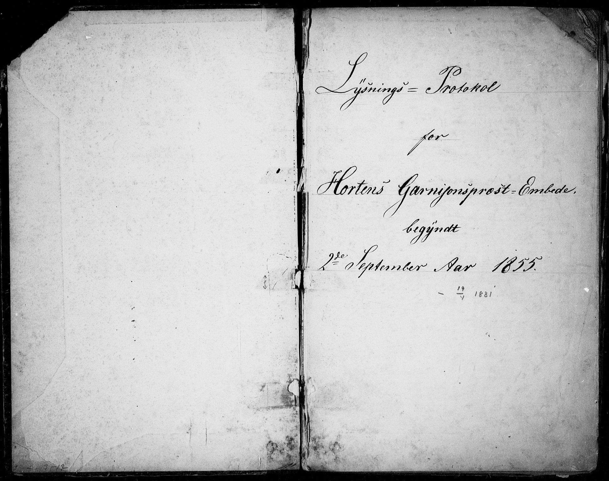 Horten kirkebøker, SAKO/A-348/H/Ha/L0001: Lysningsprotokoll nr. 1, 1855-1881