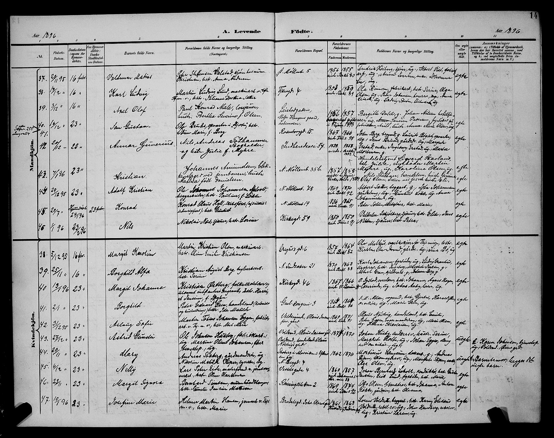 Ministerialprotokoller, klokkerbøker og fødselsregistre - Sør-Trøndelag, SAT/A-1456/604/L0225: Klokkerbok nr. 604C08, 1895-1899, s. 14