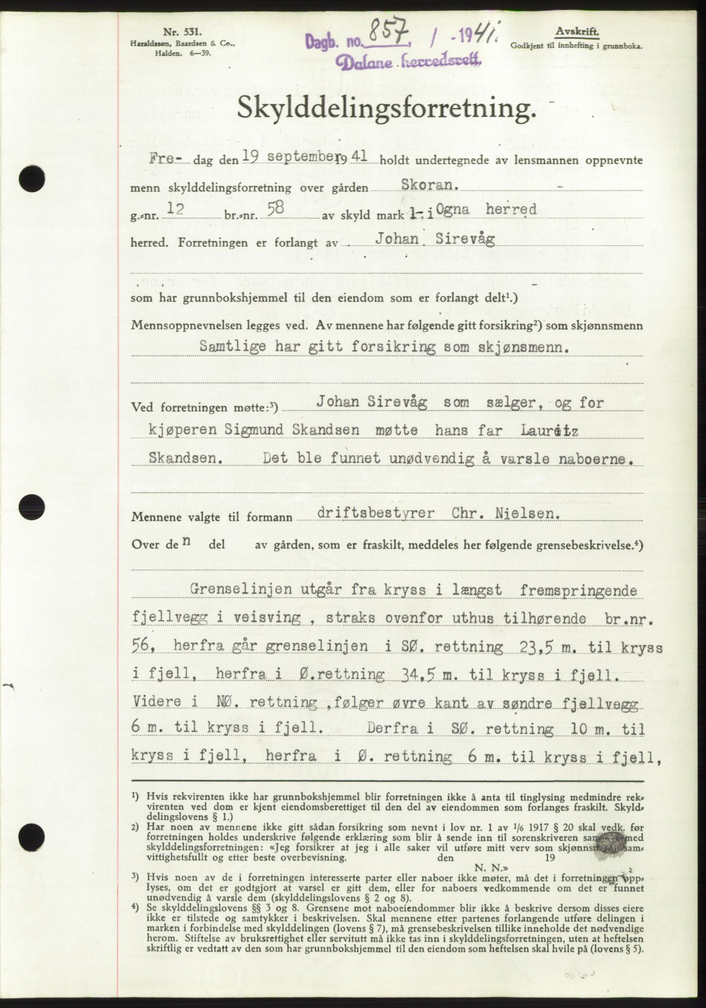 Dalane sorenskriveri, SAST/A-100309/02/G/Gb/L0058: Pantebok, 1926-1950, Tingl.dato: 23.09.1941