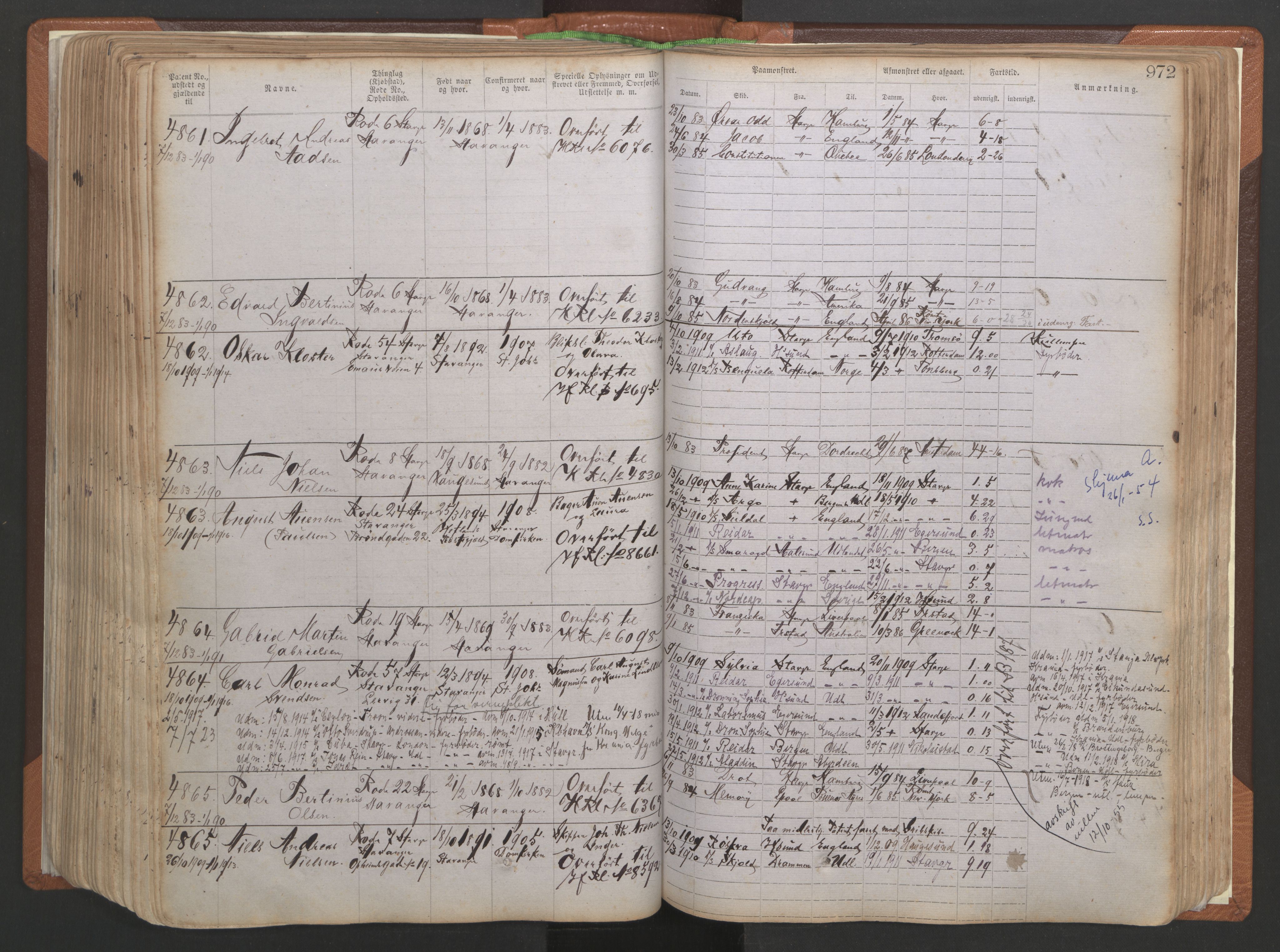 Stavanger sjømannskontor, AV/SAST-A-102006/F/Ff/L0006: Annotasjonsrulle No 2, patentnr. 3586-5505, 1878-1900, s. 259