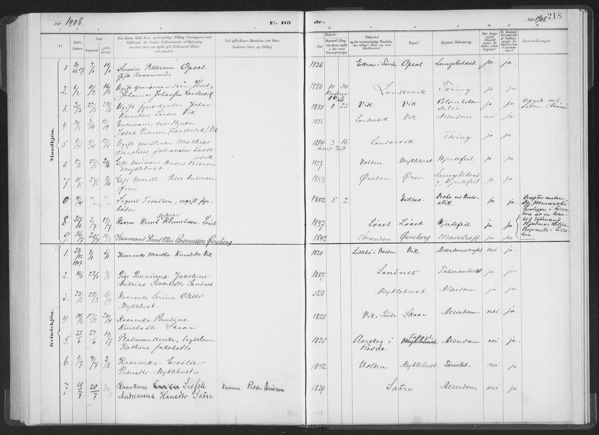 Ministerialprotokoller, klokkerbøker og fødselsregistre - Møre og Romsdal, SAT/A-1454/502/L0025: Ministerialbok nr. 502A03, 1885-1909, s. 218