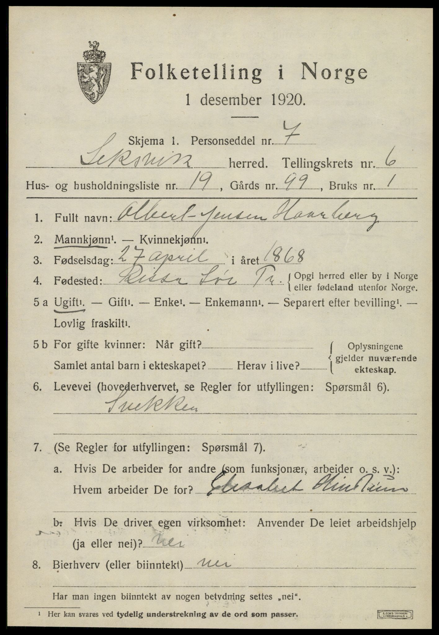 SAT, Folketelling 1920 for 1718 Leksvik herred, 1920, s. 5672